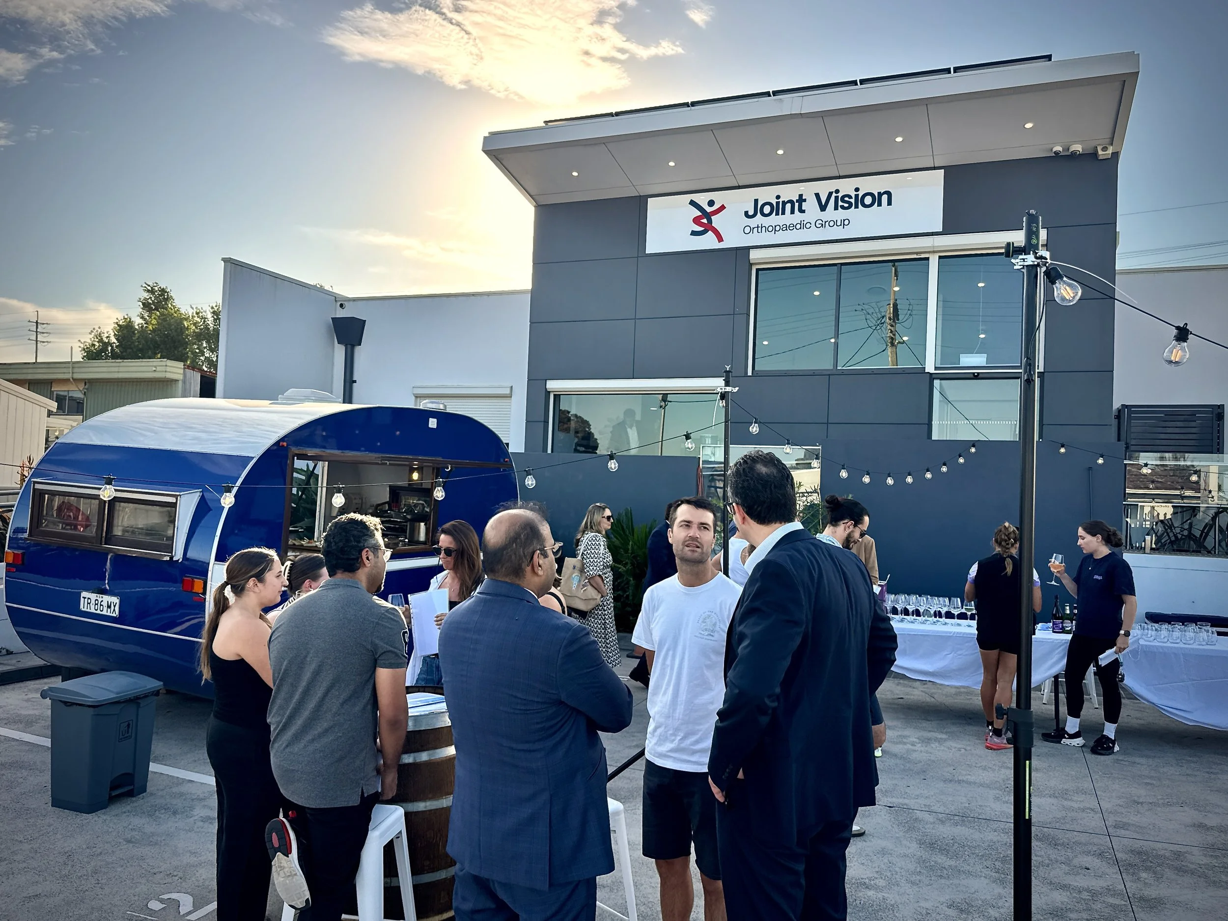 GPs attending the Joint Vision Orthopaedic Group RACGP CPD education event in Wollongong, networking outside the clinic during the 2025 workshop.