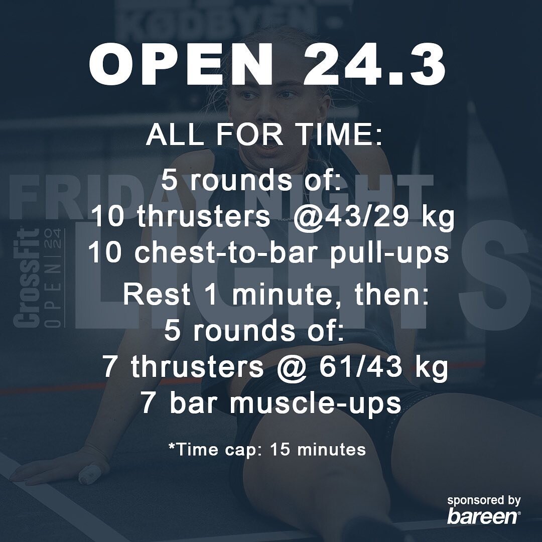 🚨 Open 24.3 🚨

The final workout of the 2024 CrossFit Open is here, which also means that today will be the last FNL - give it all you&rsquo;ve got&nbsp;💪🏼💥

Remember, CrossFit is for EVERYONE, whether you&rsquo;re a newbie or a veteran.

There 