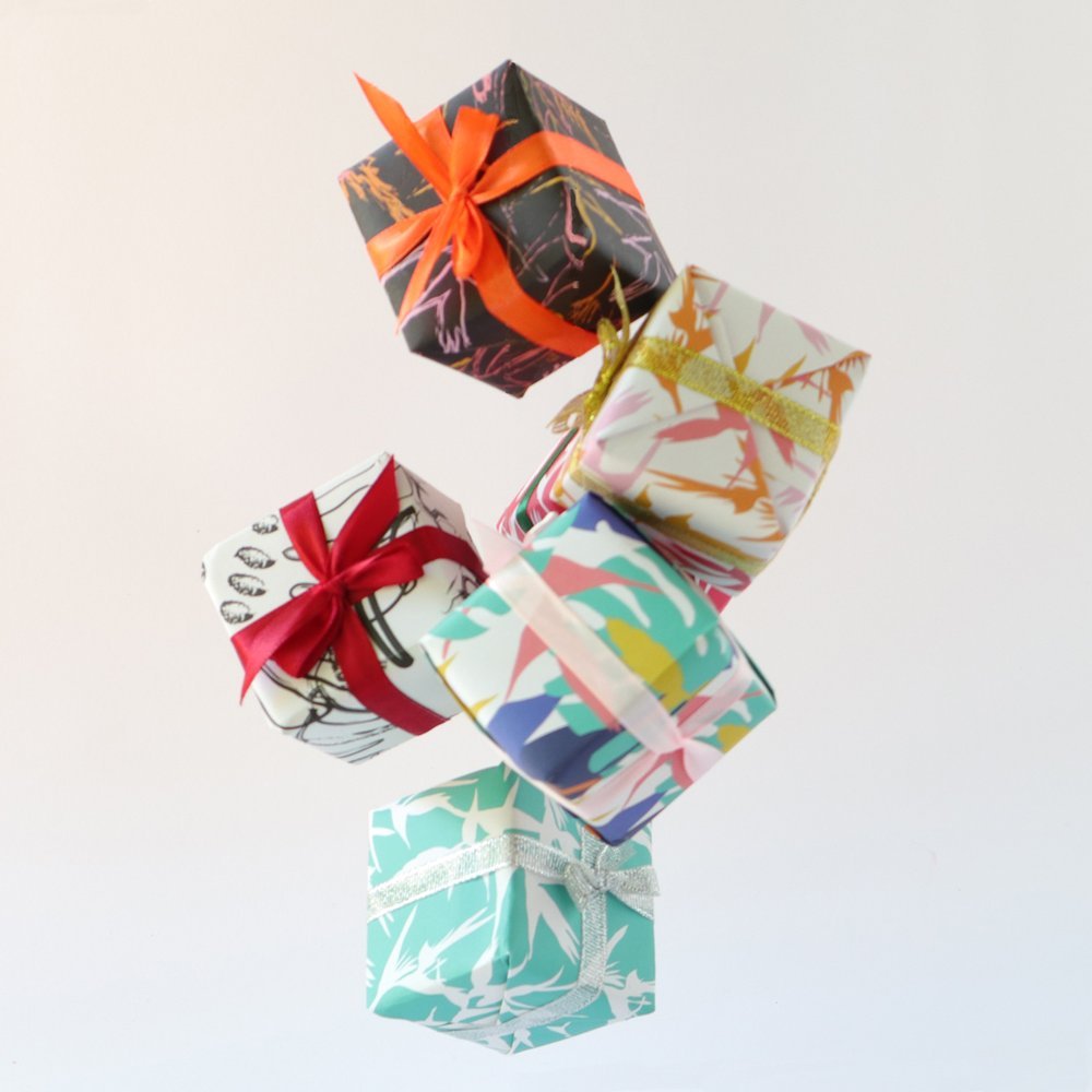 Selection of Gully Flora Gift Wrapping Papers - some papers available at Local & Co, Barbados