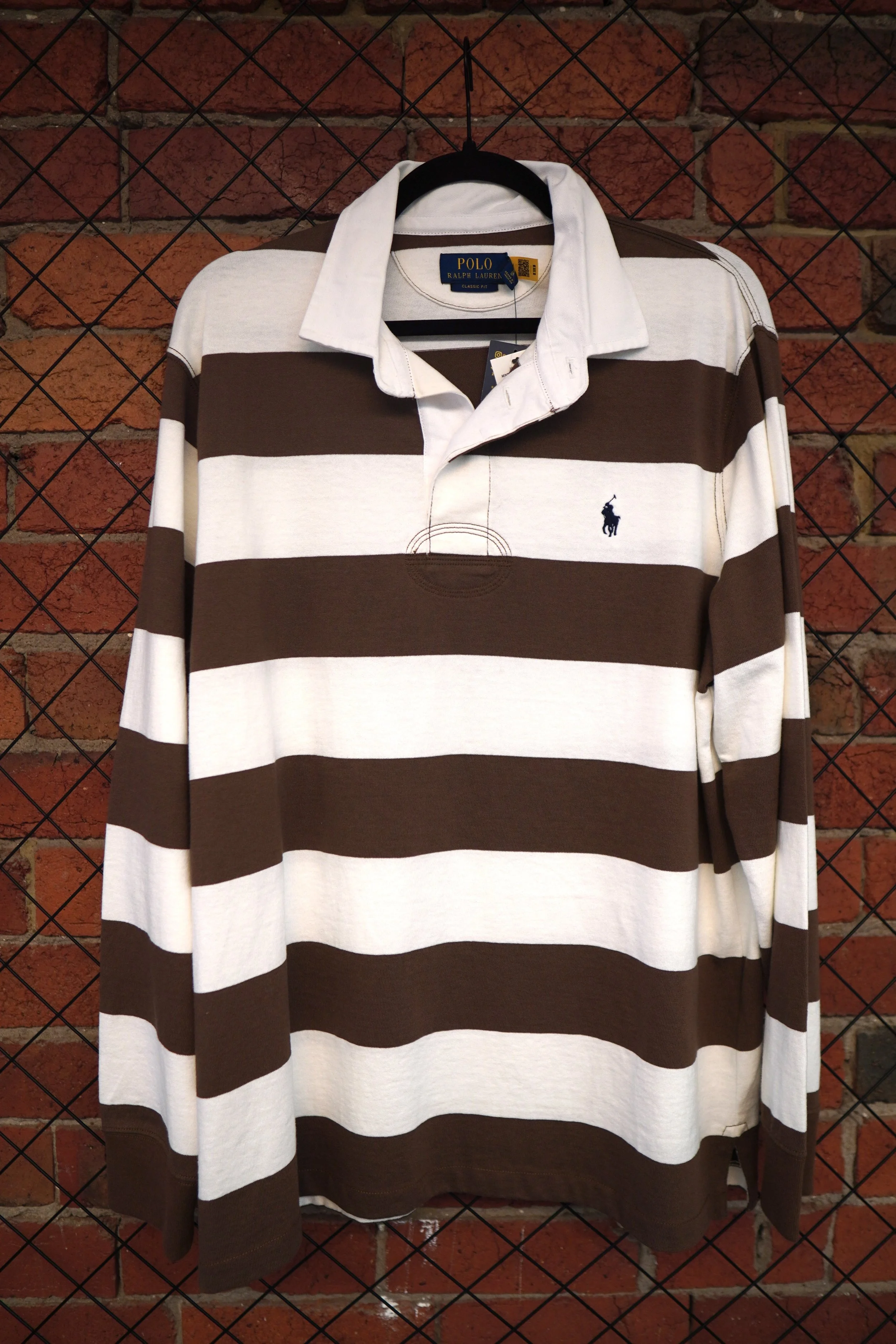 Polo Ralph Lauren - Rugby Shirt - Brown/White - Large