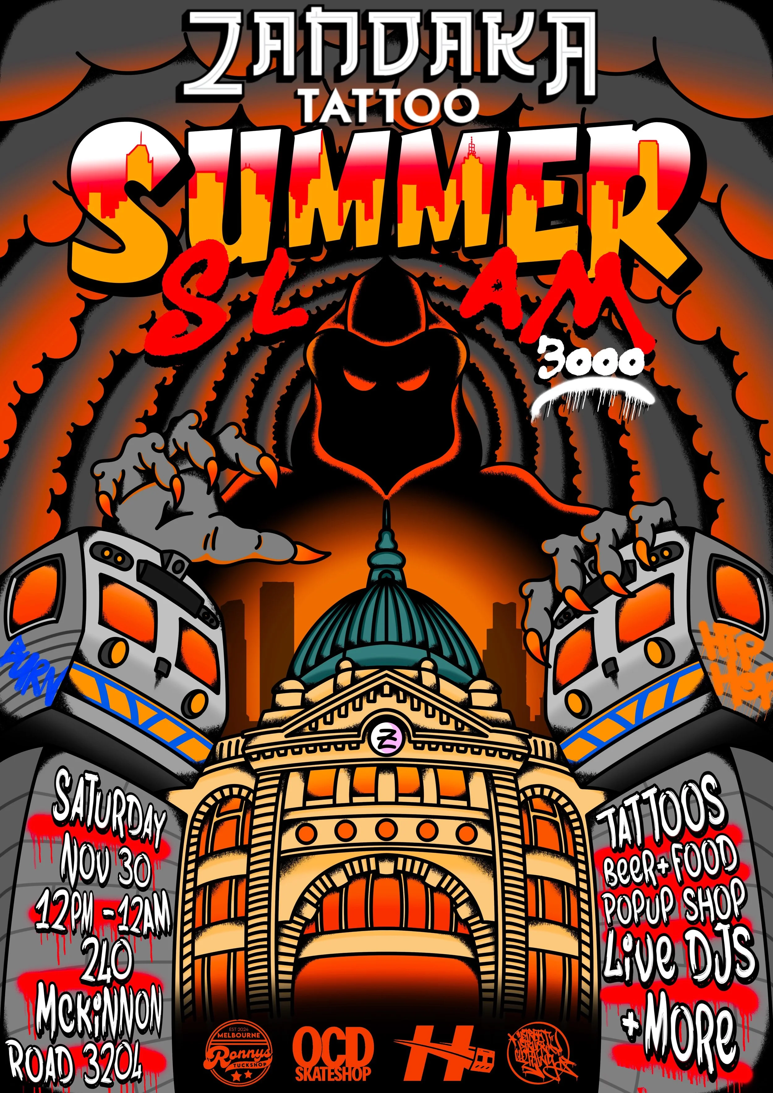 the first summer slam event by Zandaka tattoo. vinyl dis, tattoo flash, food truck, hip hop inspired street culture event