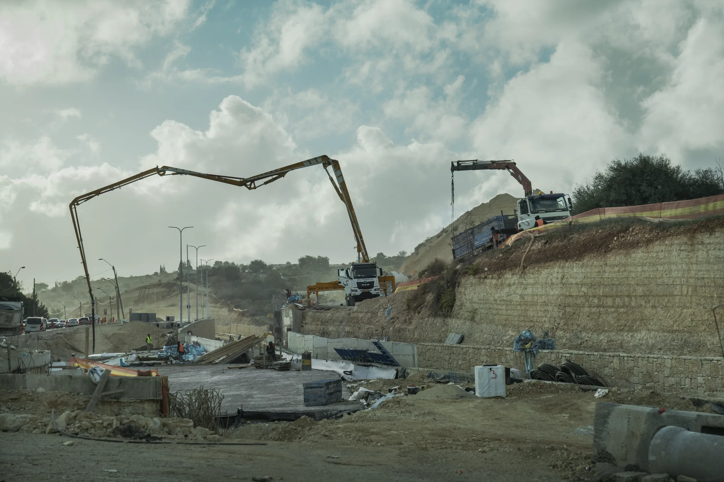 Construction work on a new road between Ramallah and Hebron. Excavators and barriers outline an infrastructure still in question, which residents fear may serve settlements more than Palestinian towns.
West Bank - November 2025