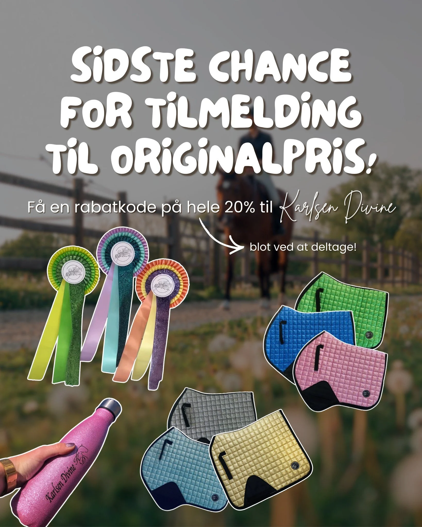 Vi er allerede godt i gang med marts‑st&aelig;vnerne, og hvor er det fantastisk at se alle de flotte ridt og billeder tikke ind. I g&oslash;r det simpelthen s&aring; godt! 💚

Men&hellip; i dag er sidste chance for at tilmelde sig til originalprisen.