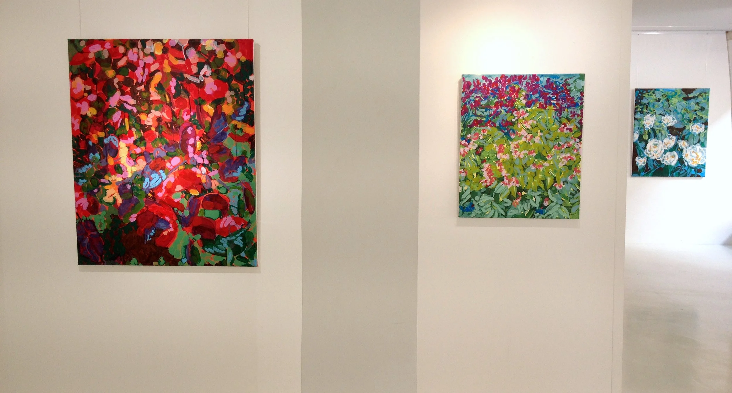 From left: Aronia (acrylic on stretched canvas, 100 cm x 81 cm, 2012), Lathrys Vernus (acrylic on stretched canvas, 61 cm x 50 cm, 2012), and Tulipa Caesius (acrylic on stretched canvas, 100 cm x 81 cm, 2012) 