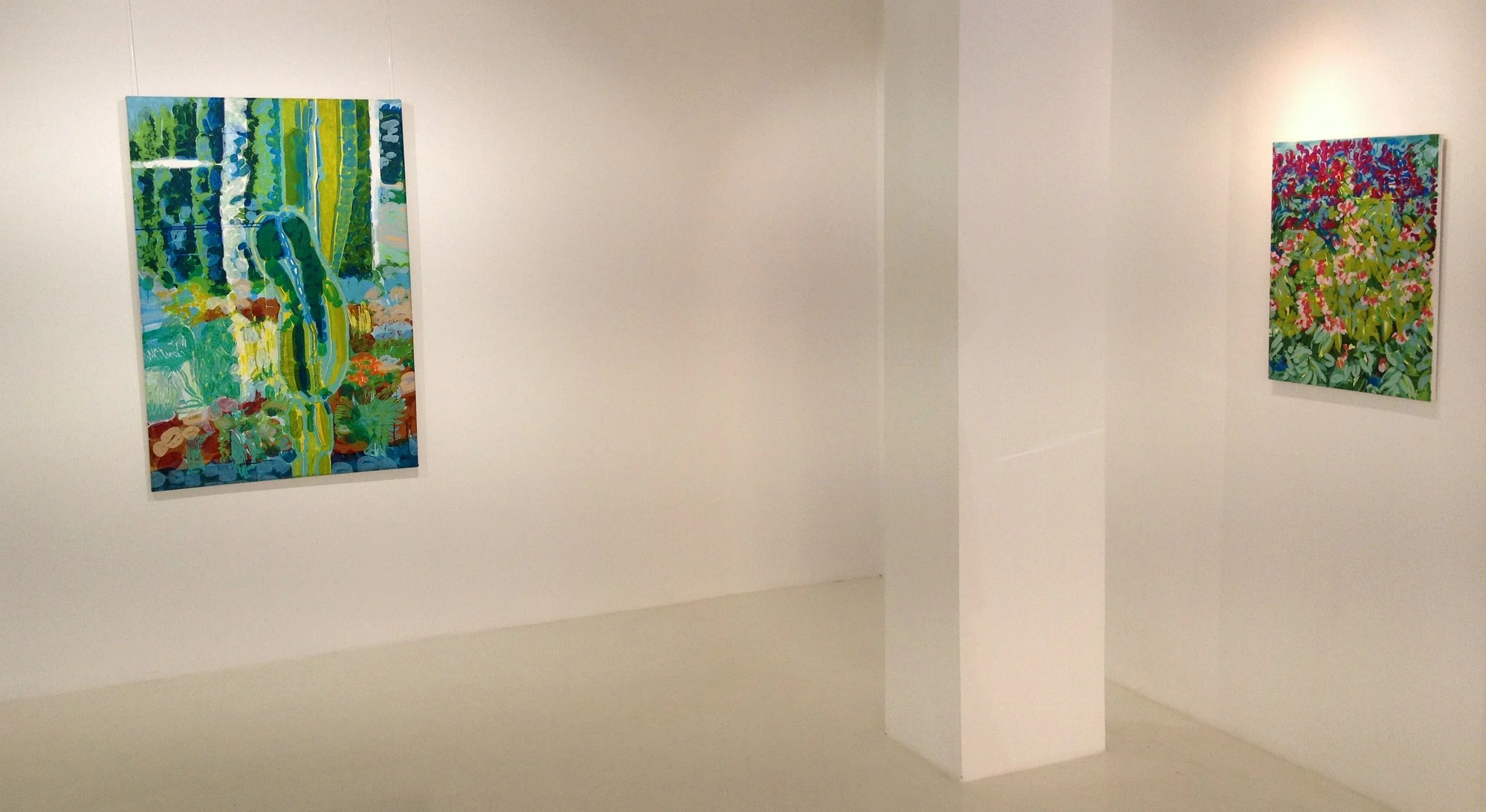  From left: Myrtillocactus (acrylic on stretched canvas, 125 cm x 85 cm, 2012) and Lathrys Vernus (acrylic on stretched canvas, 61 cm x 50 cm, 2012) 