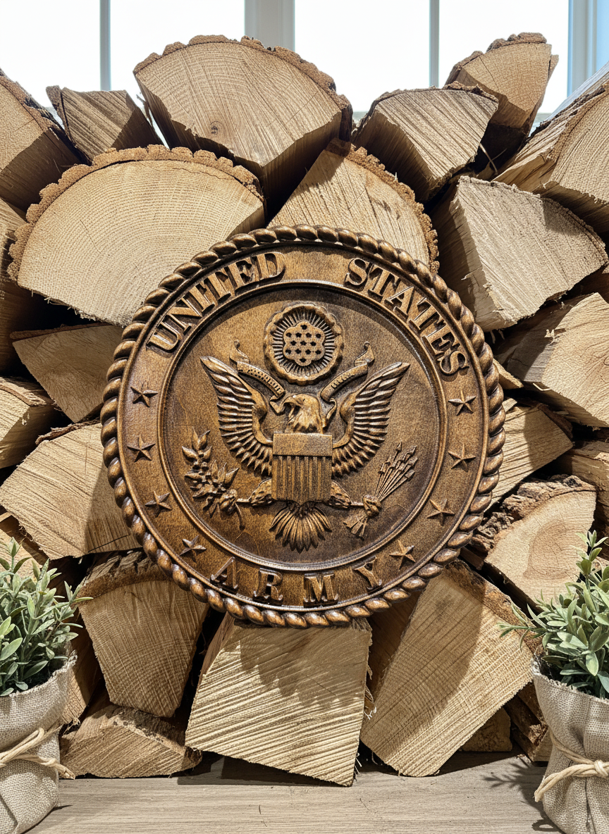Custom Army Gifts, Carved United States Army Seal (logo) Wall Art, US Army Gifts
