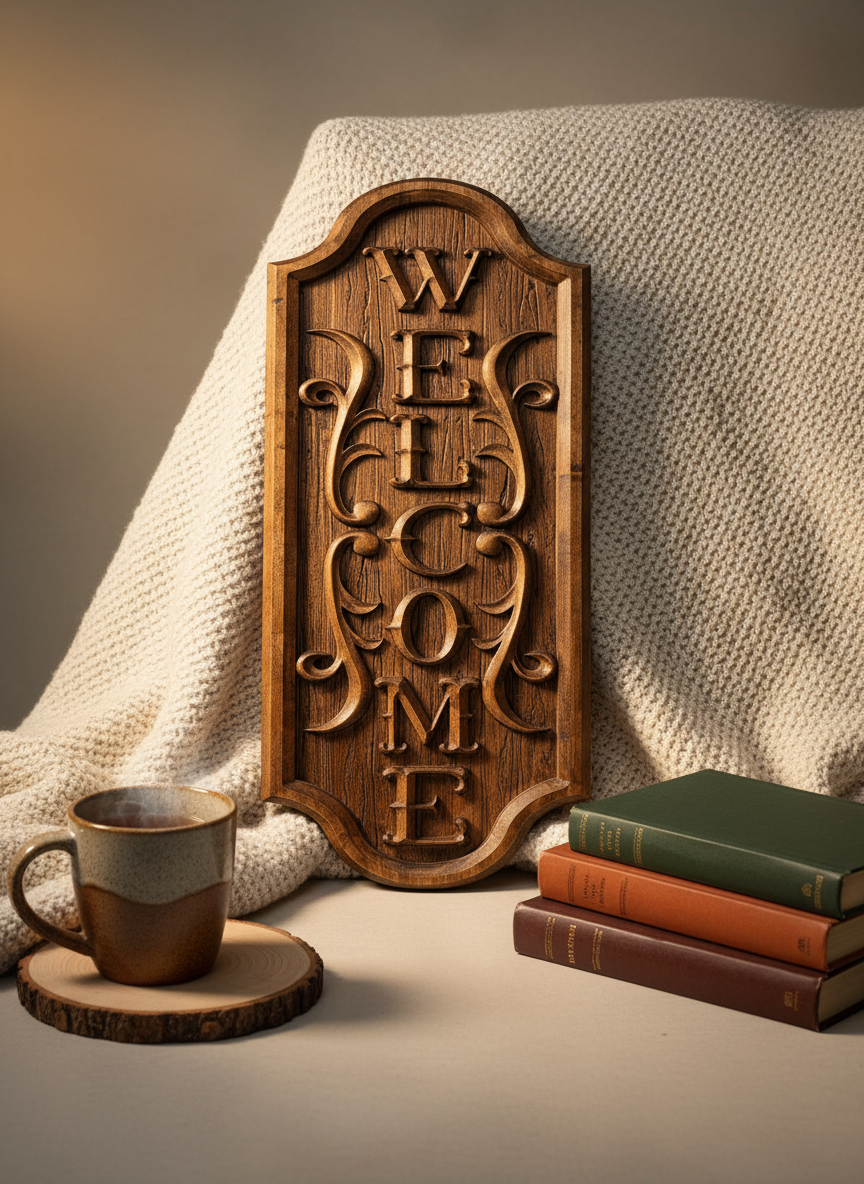 Western-Style “Welcome” Wood Sign - Rustic Home Decor