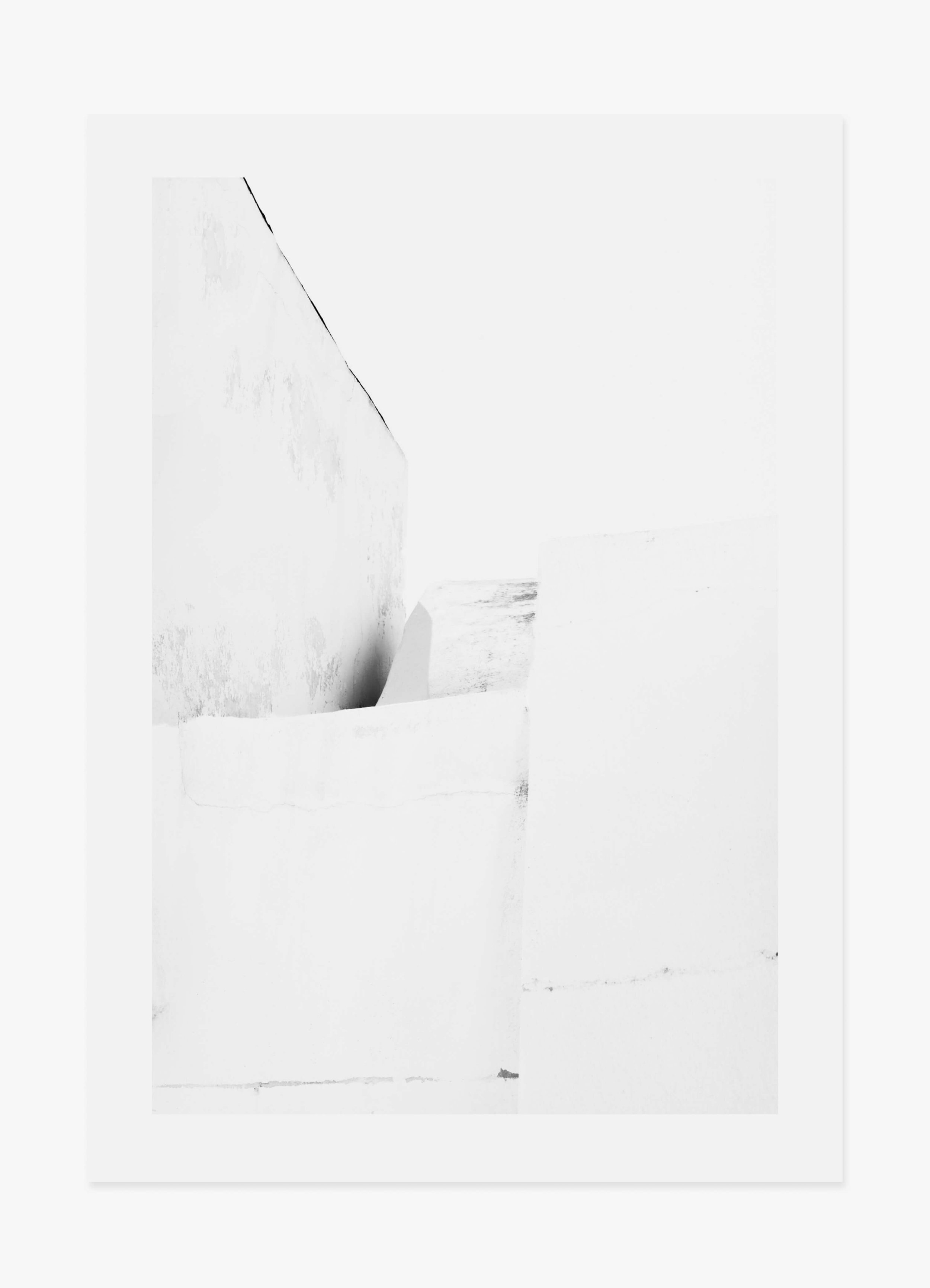 Photographic print of minimalist architectural contours against cycladic white walls