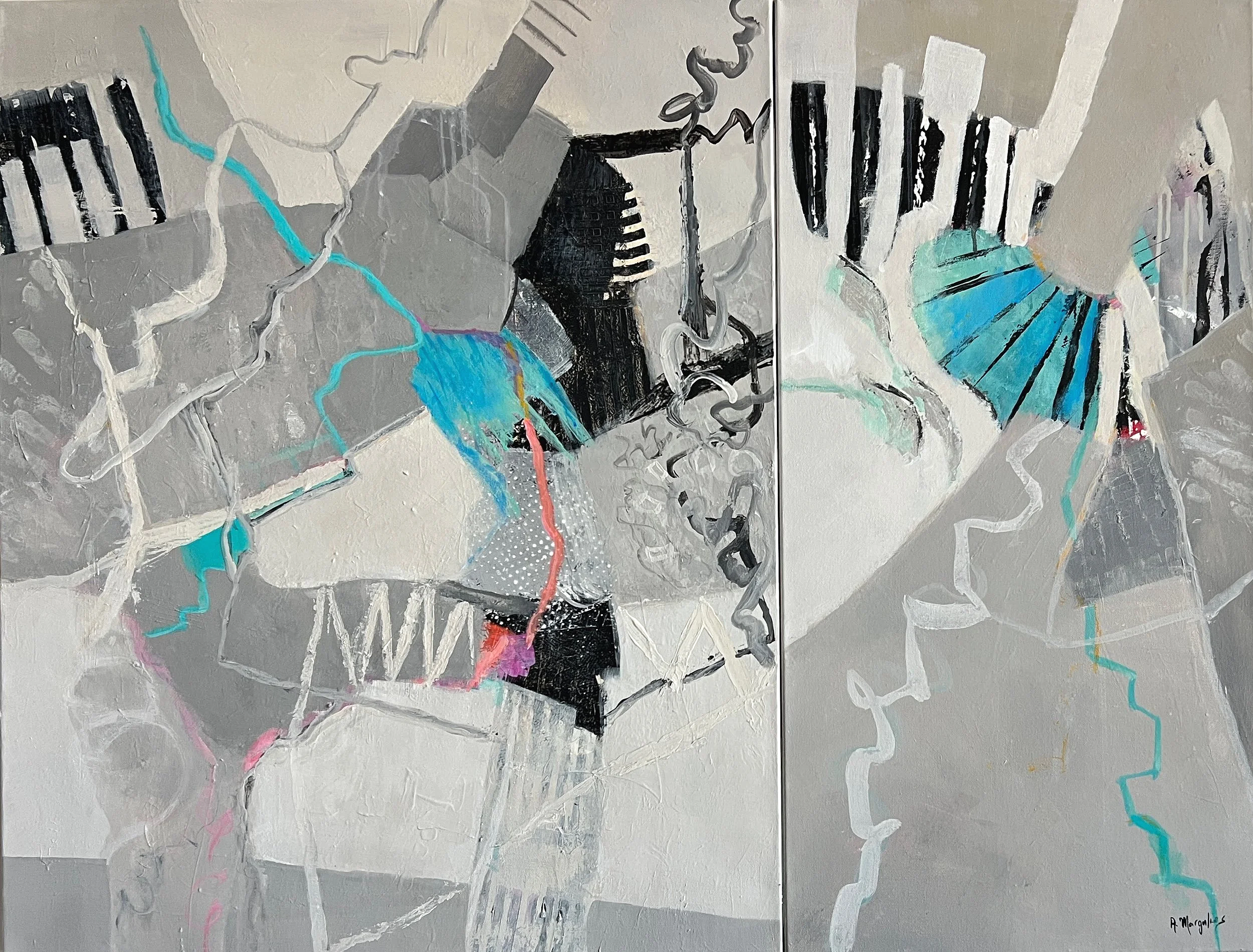 UNFINISHED SYMPHONY 30X39
 (diptych canvas 1: 30x24; canvas 2: 24x15)
