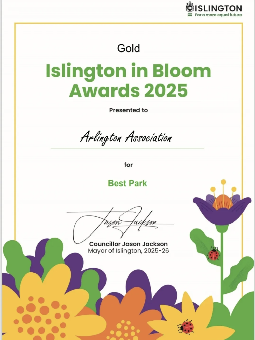 Islington in Bloom Award 2025