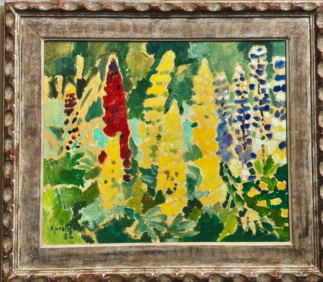 LUPINEN IN MEINEM GARTEN KAMPEN 1982 OL AUF HARTFASER 55X66CM.jpeg