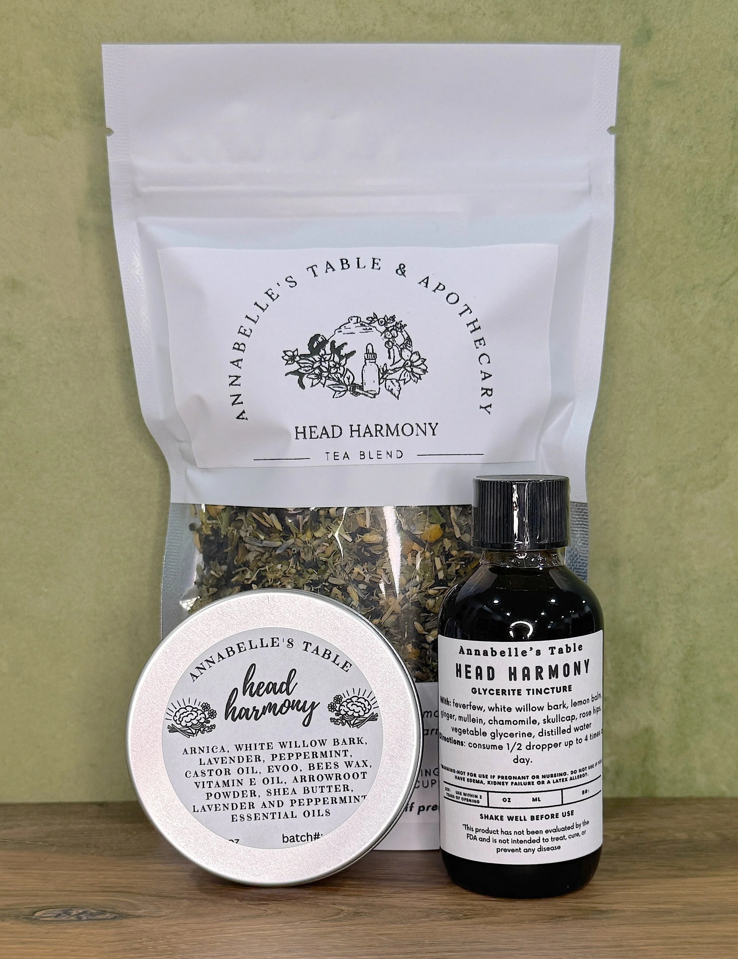Head Harmony Trio - Tincture, Herbal Tea, and Salve