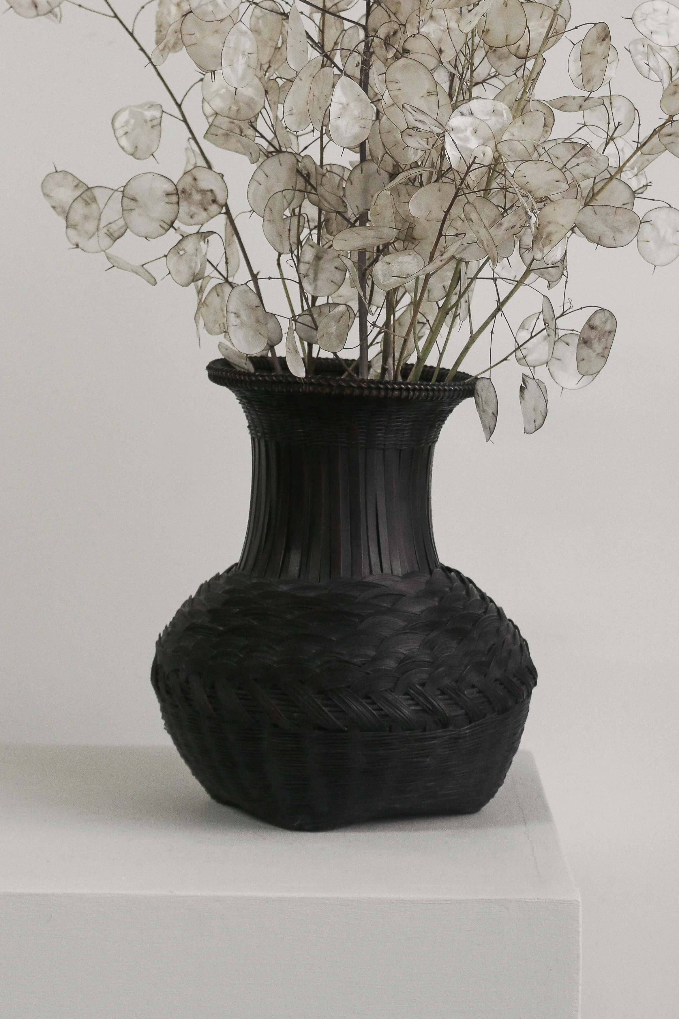 Japanese black woven Ikebana basket (2 of 1).jpg
