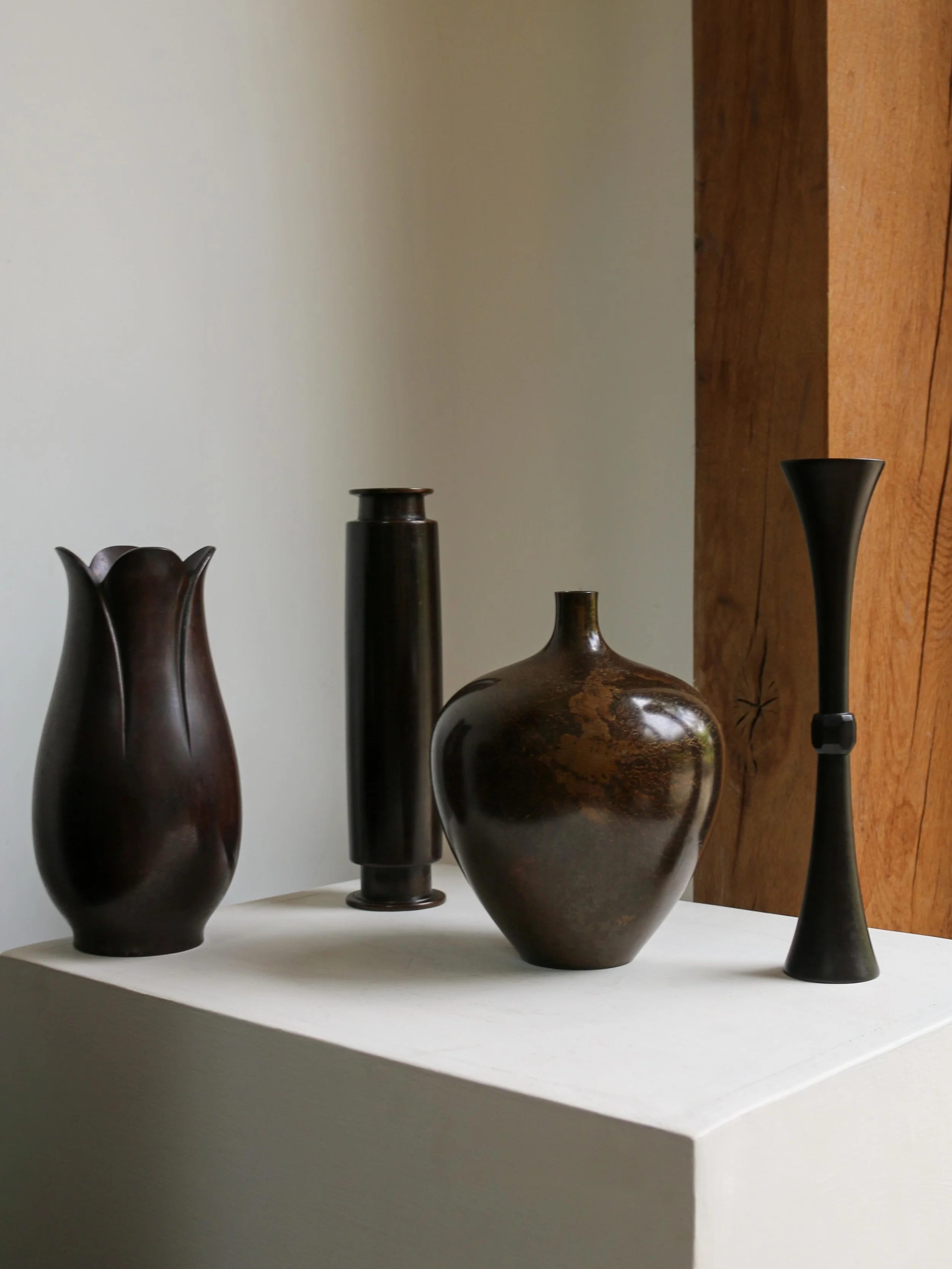 Post-modern Shōwa era Japanese bronze works

A selection of sculptural bronze vessels and forms - 
available online