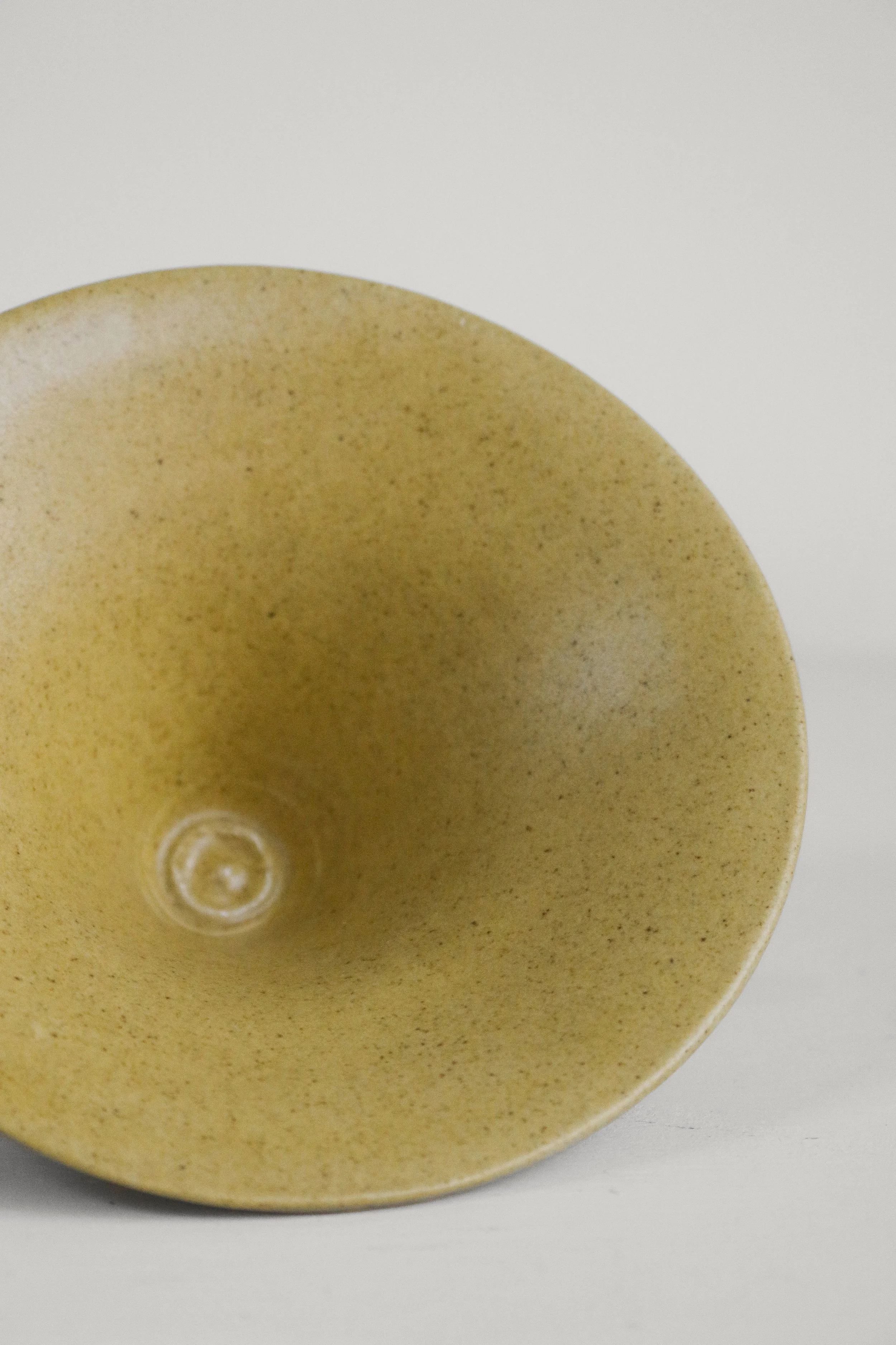Yellow Pedestal Flared Pottery Bowl (4 of 1).jpg