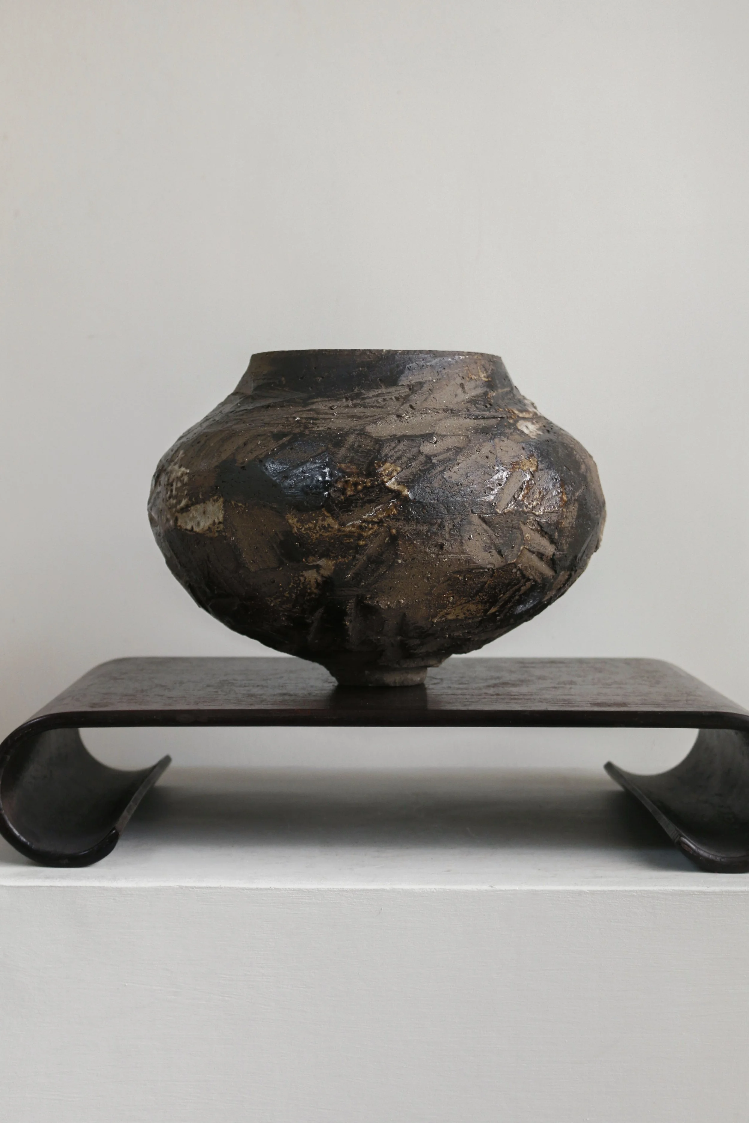 Large Faceted Pottery Vessel