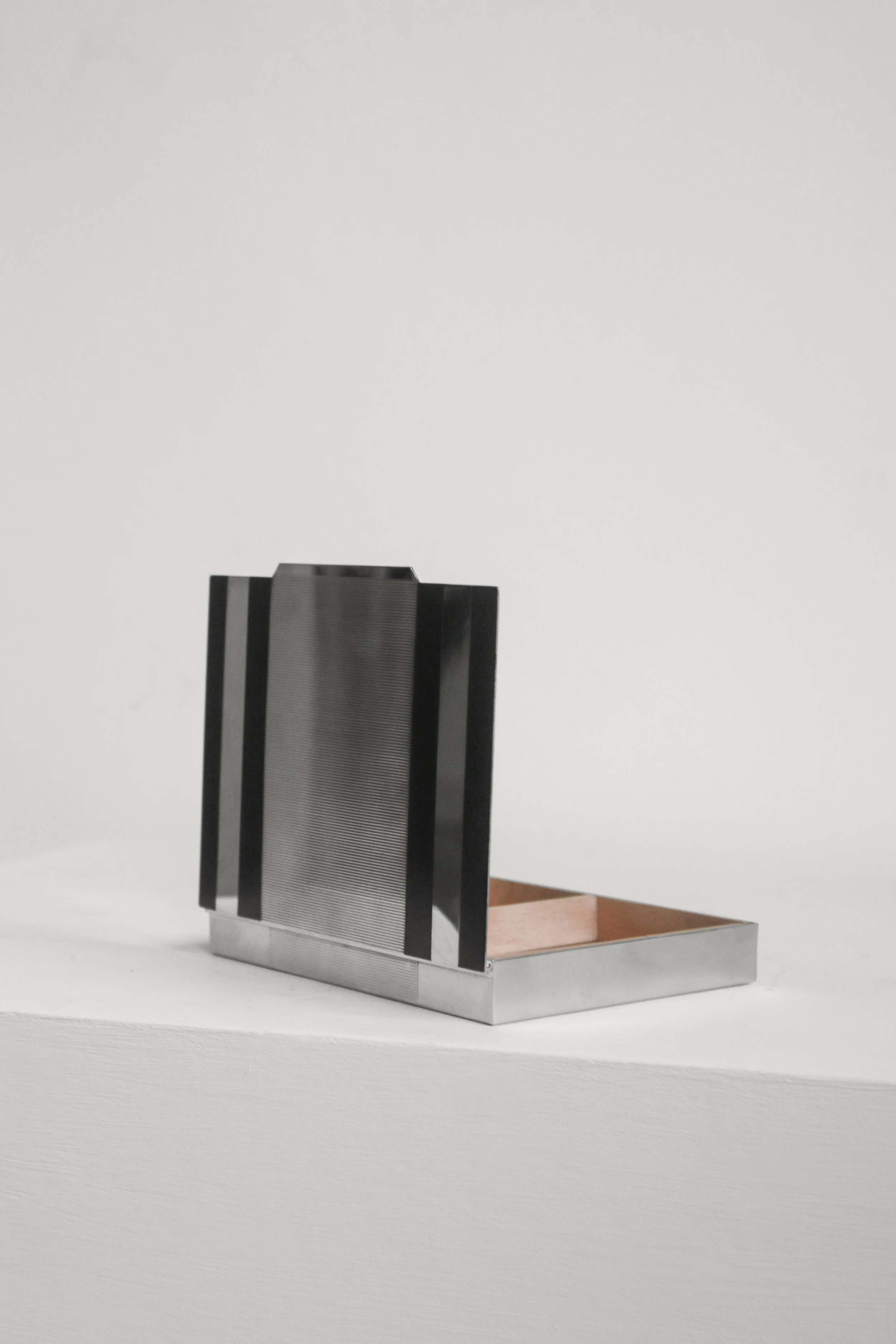 Striped Art Deco Chrome Cigarette Box (2 of 1).jpg