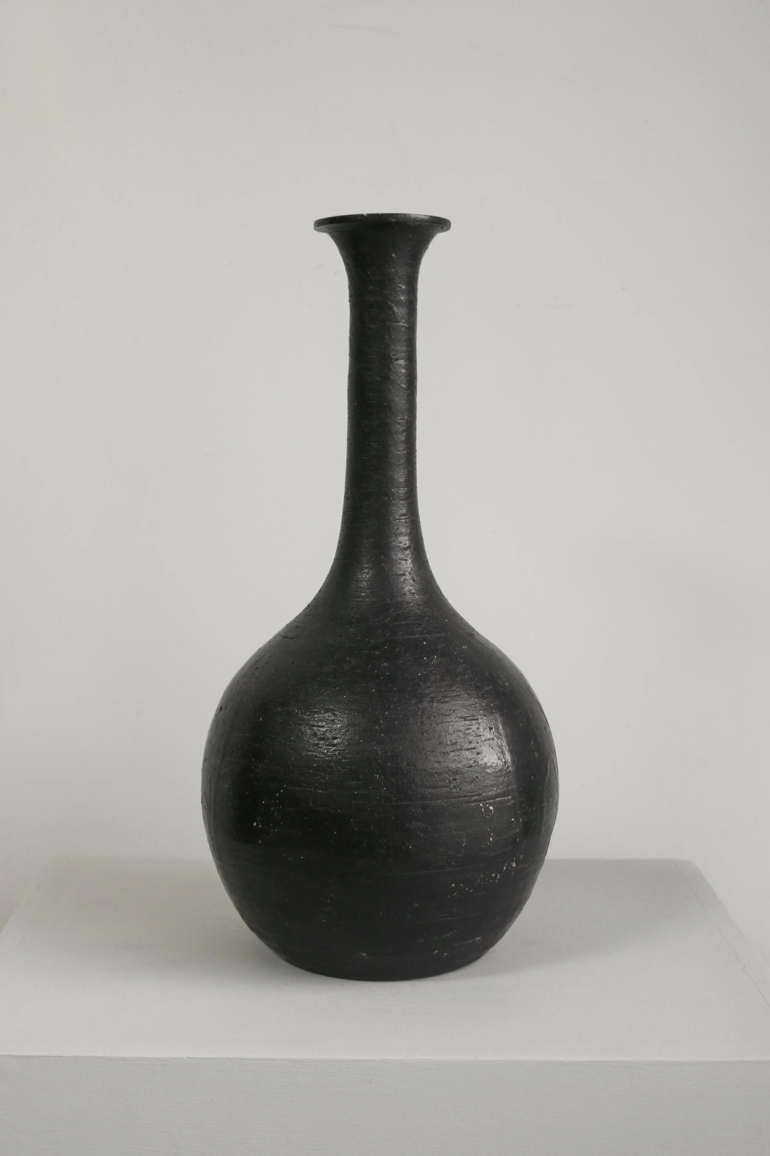 Vintage Large Black Long Neck Pottery Vase (1 of 1).jpg