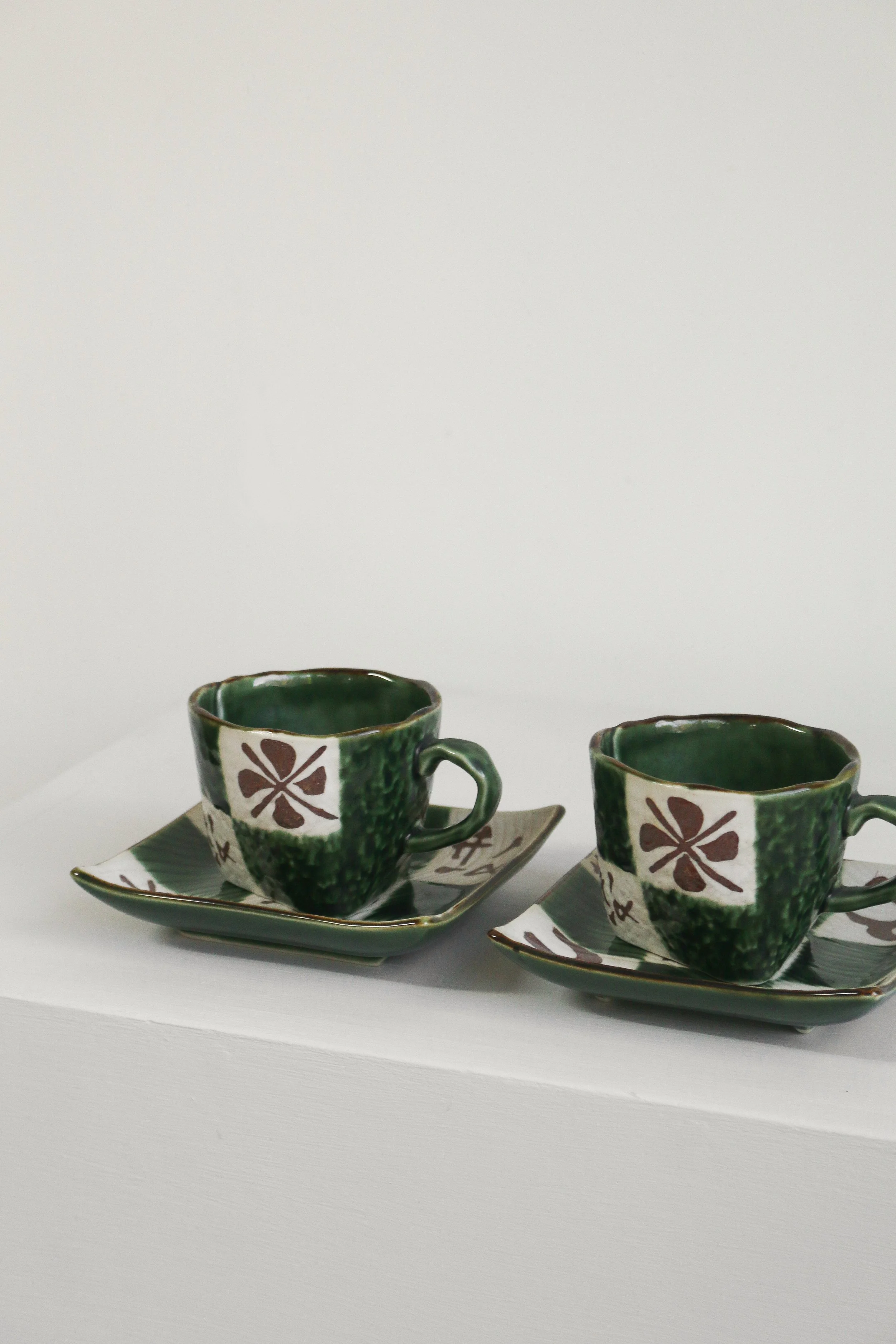 Japanese Oribe Ware Cups and Saucers (2 of 1).jpg
