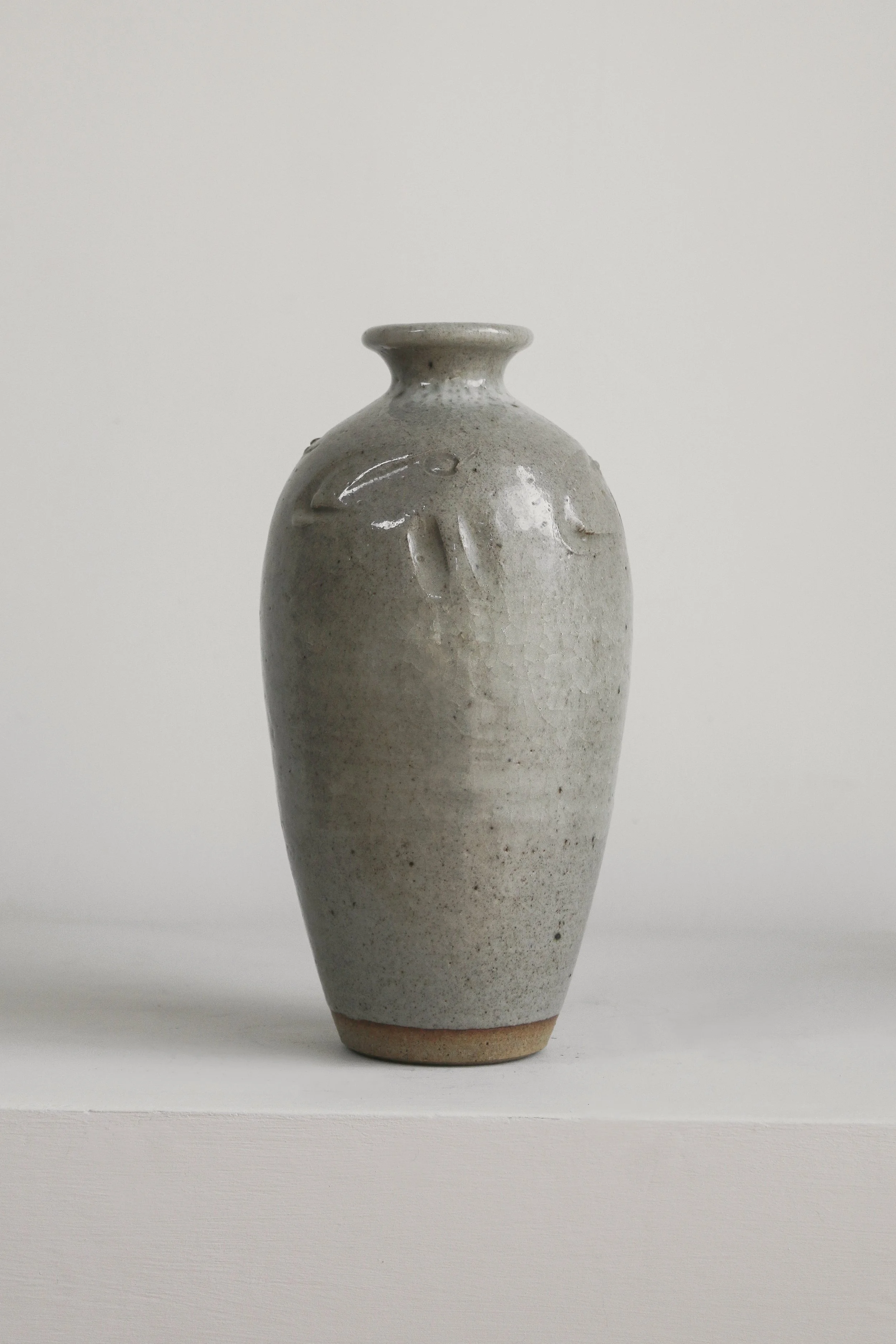 Japanese Grey Crackle Vase