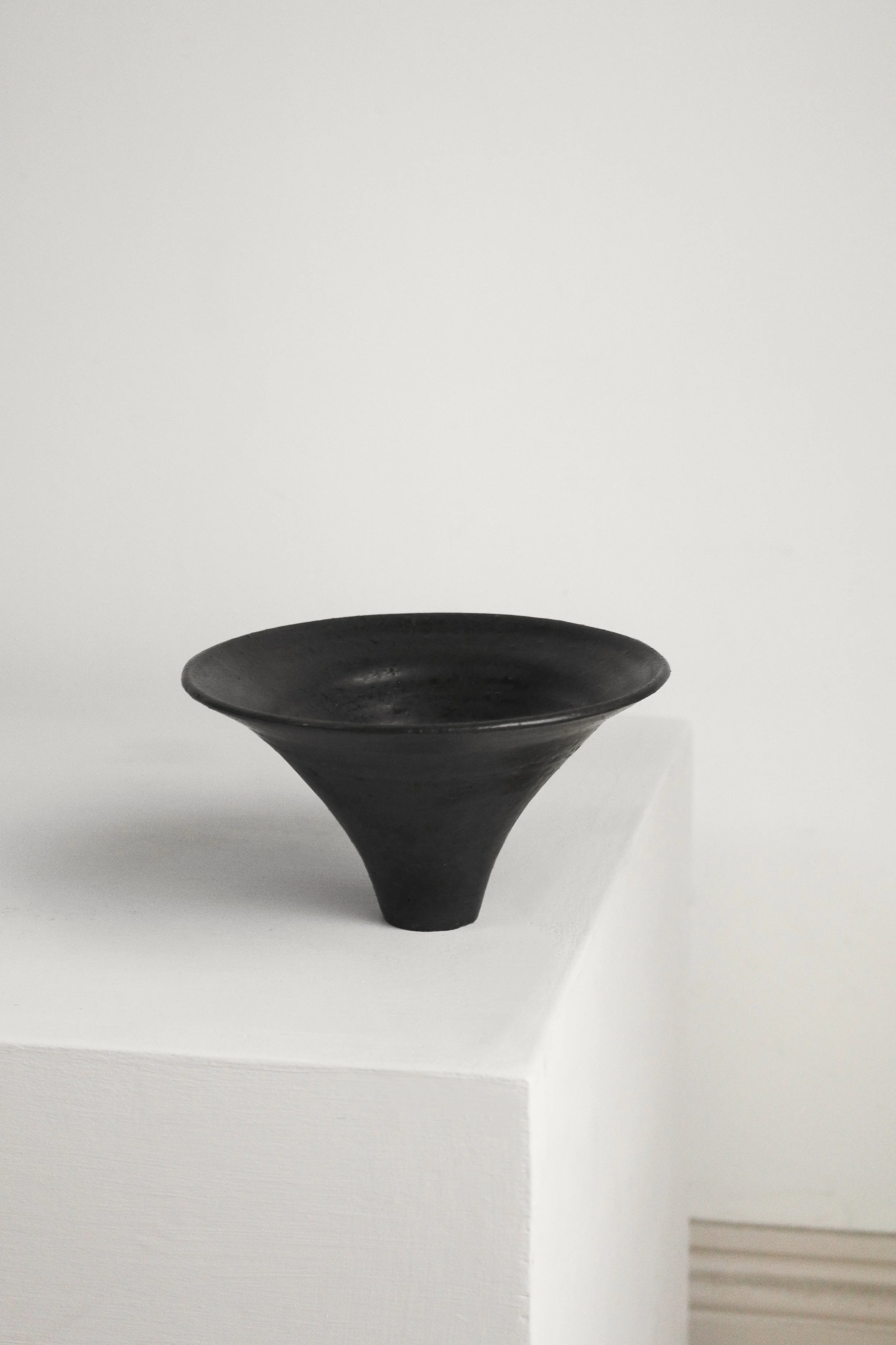 Black flared conical studio pottery bowl (3 of 1).jpg