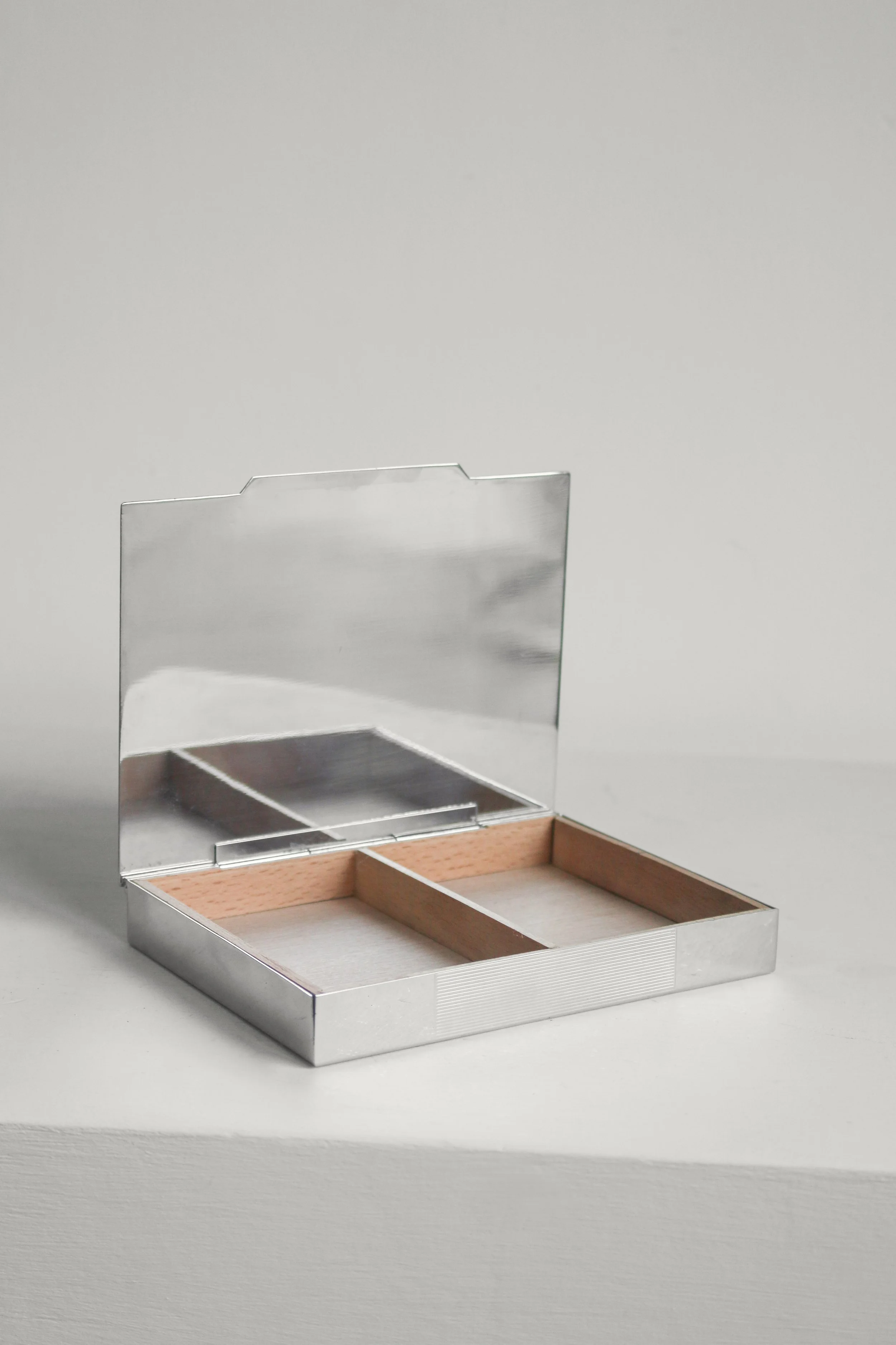 Striped Art Deco Chrome Cigarette Box (3 of 1).jpg