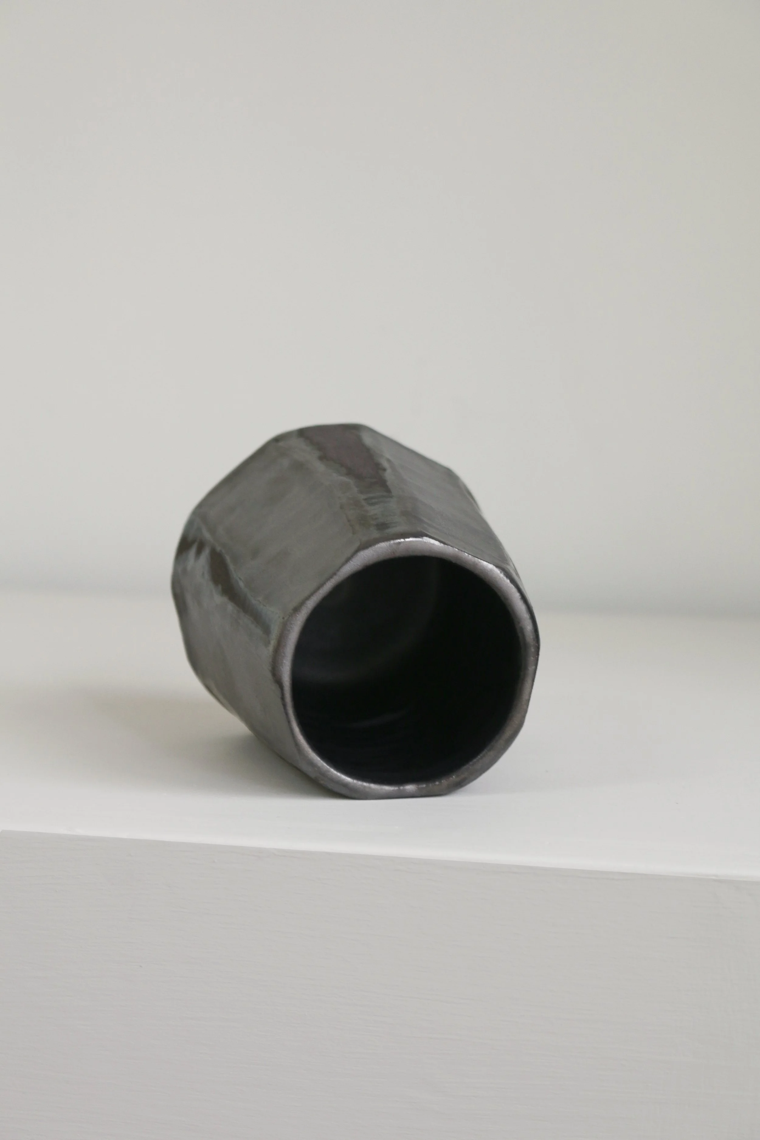 Cut sided gunmental pewter cup vessel-5.jpg