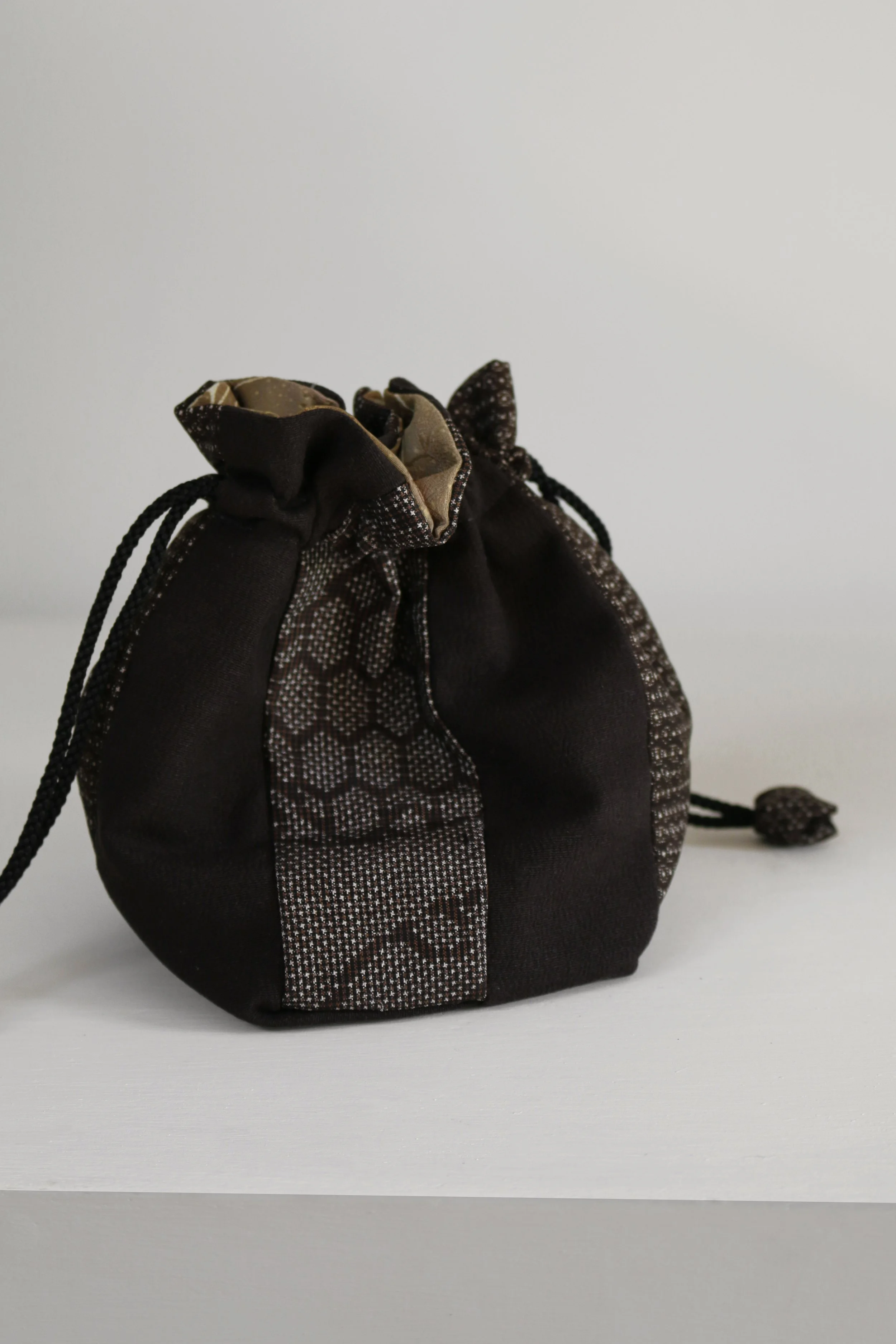Japanese Panelled Oshima Tsumugi Silk Pouch Bag-1.jpg