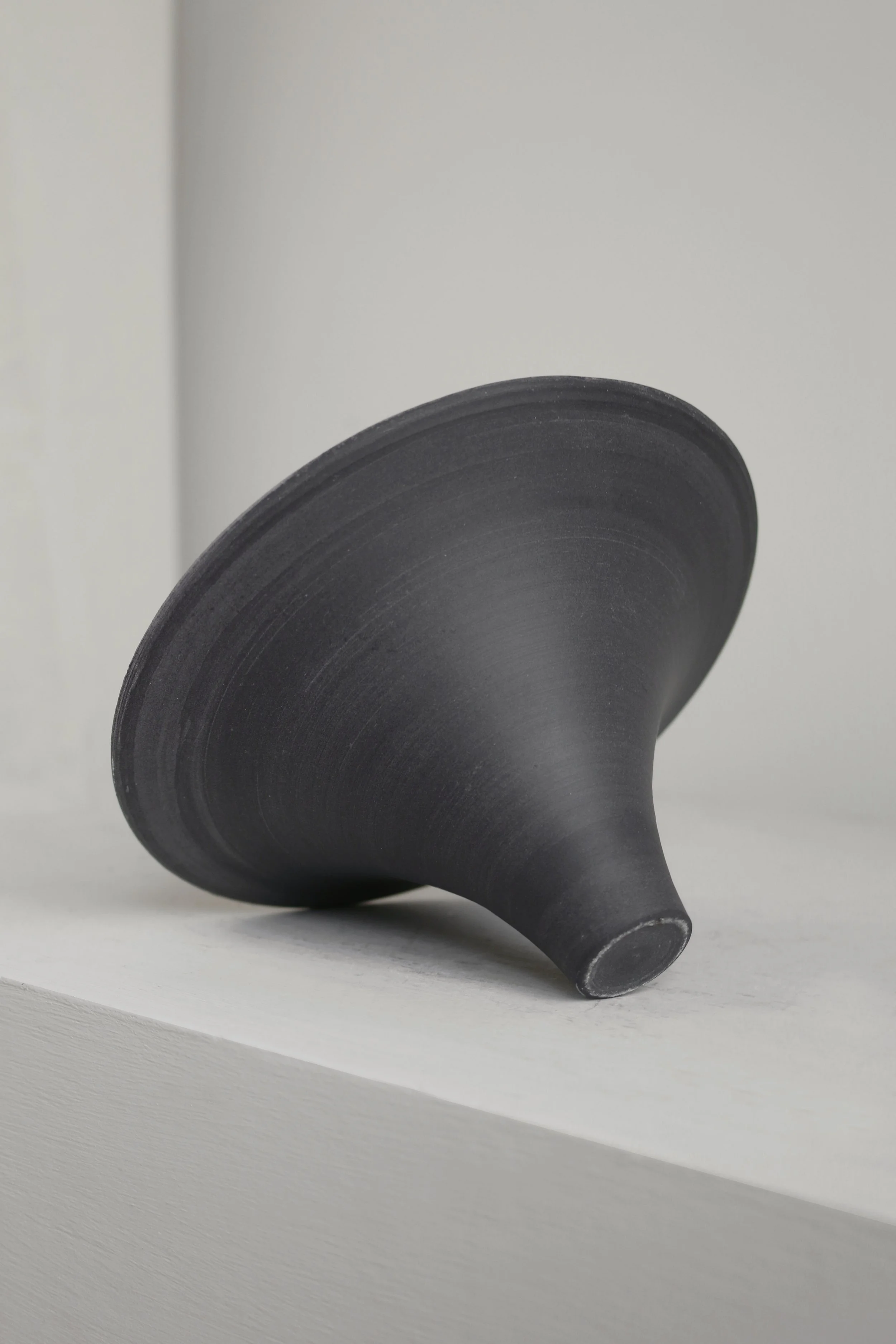 Modernist Flared Black Porcelain Bowl-4.jpg