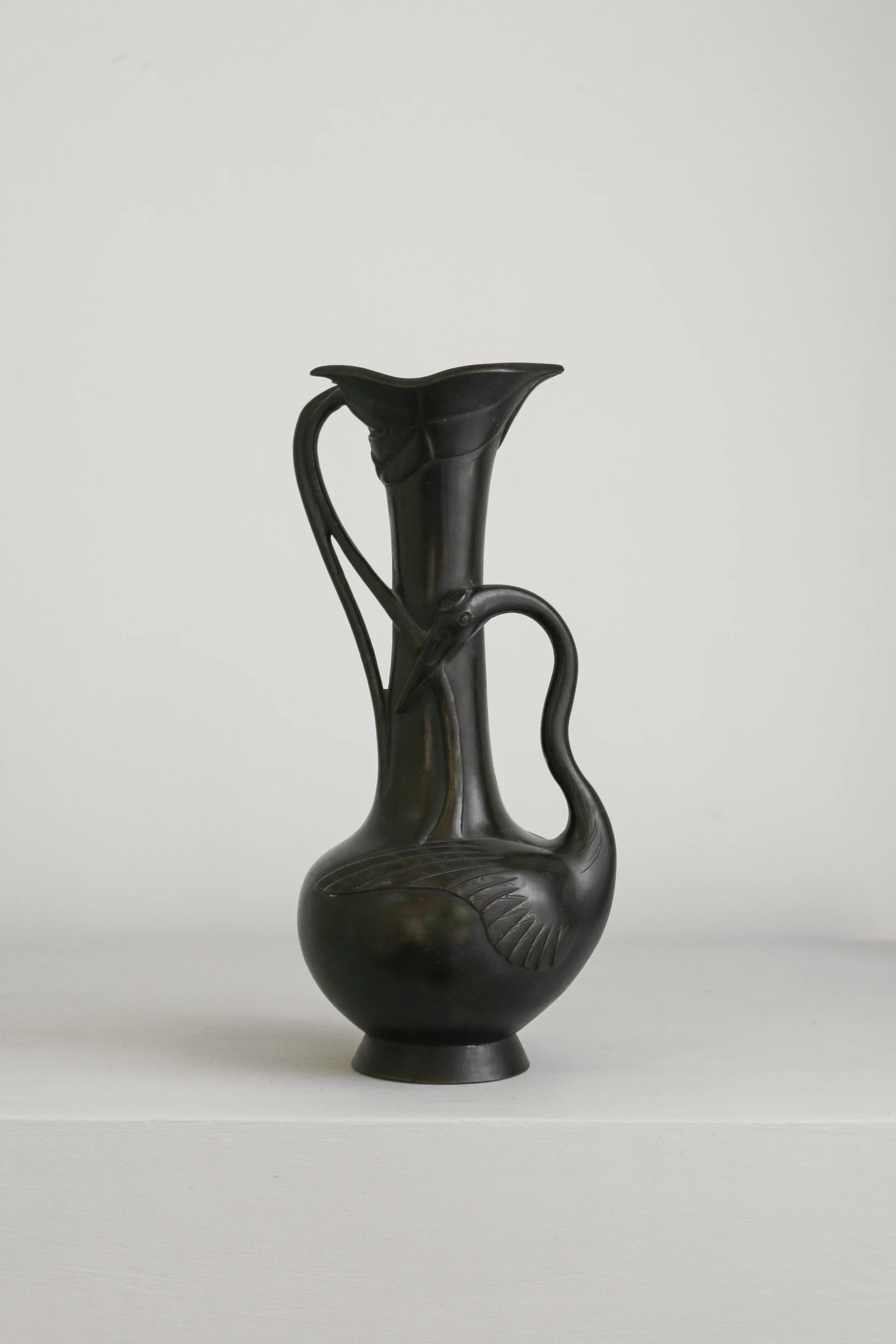 Japanese Meiji Bronze Crane Vase (1 of 1).jpg