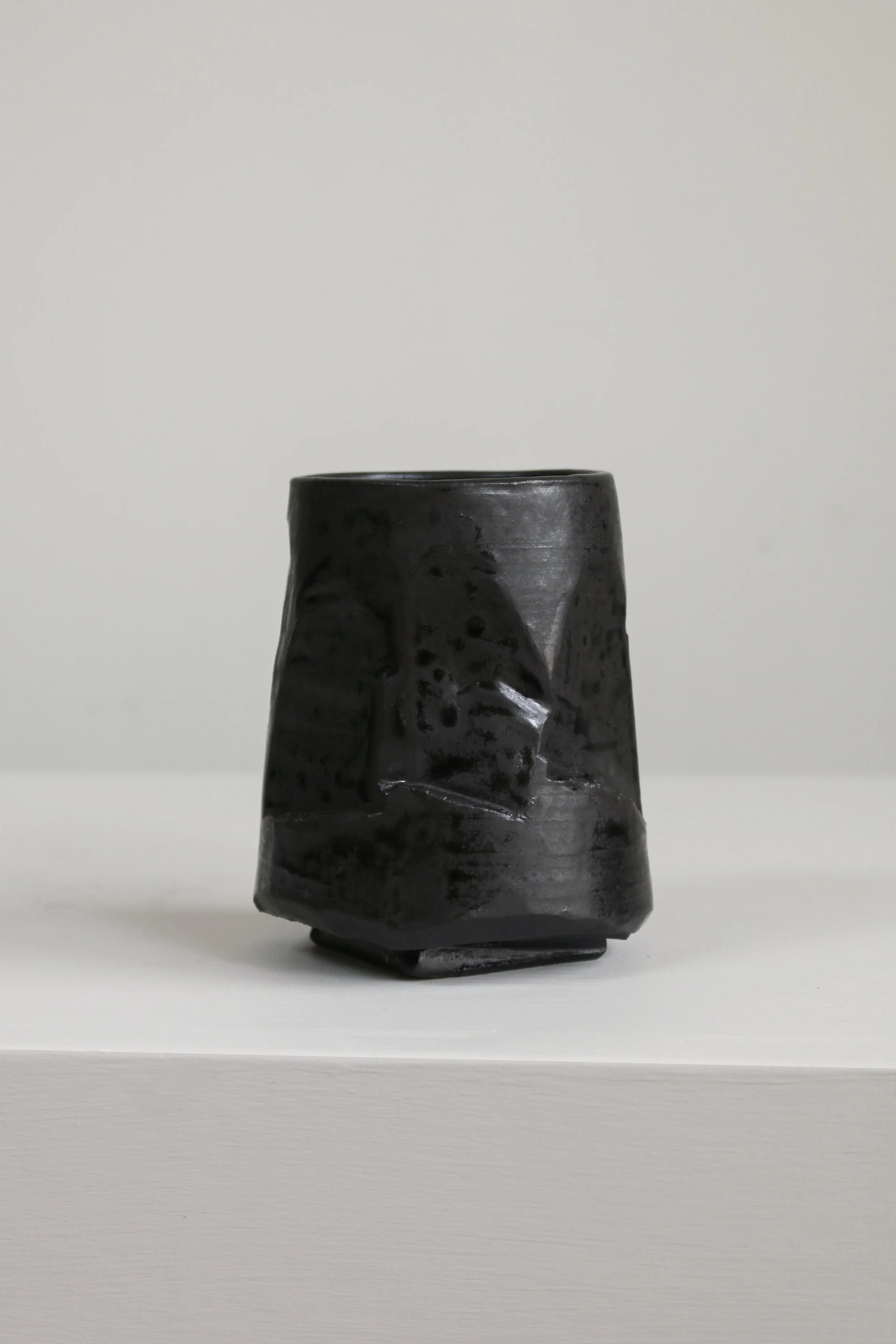 Faceted Black Pottery Vessel Vase-5.jpg