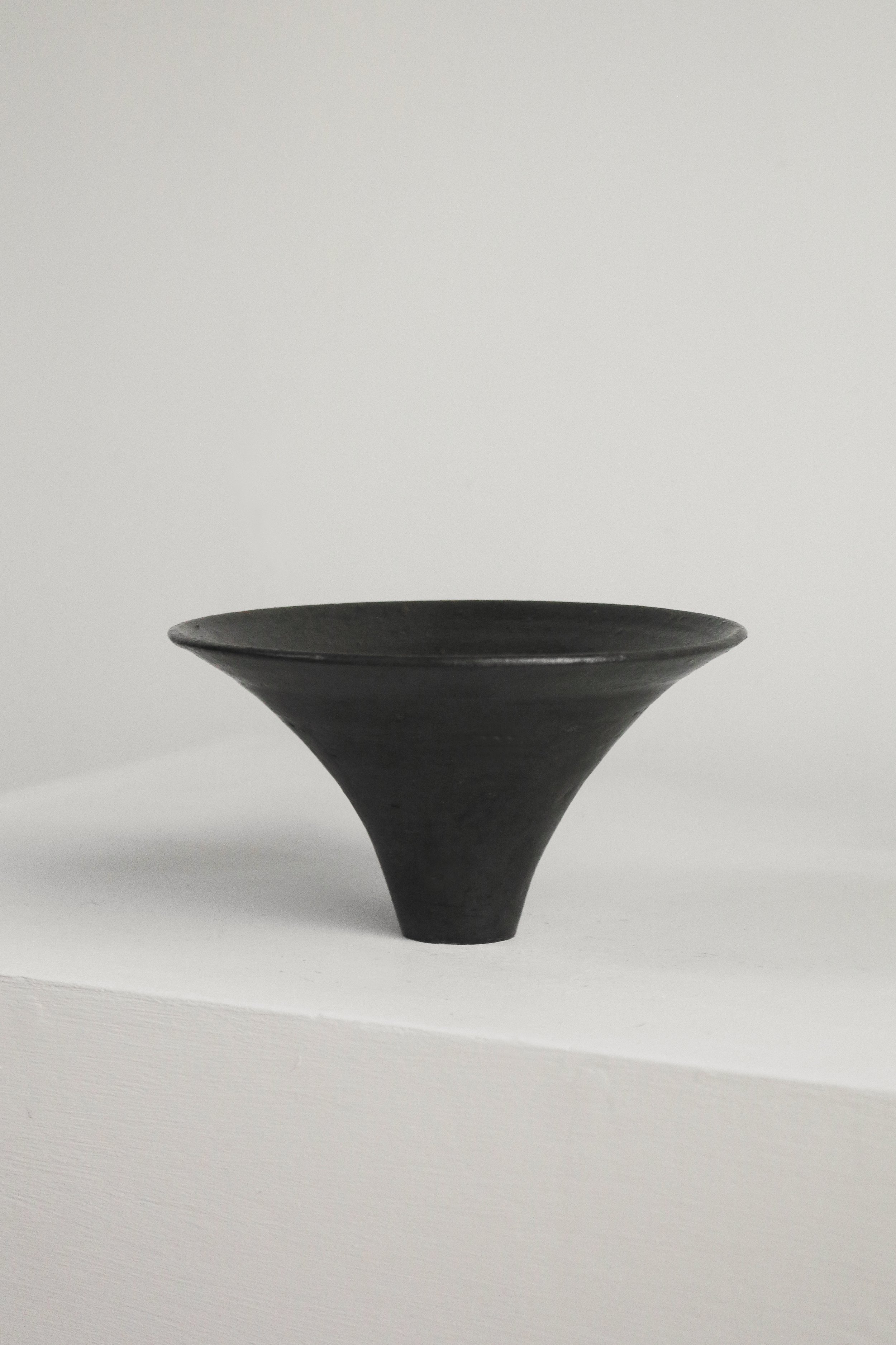 Black flared conical studio pottery bowl (1 of 1).jpg