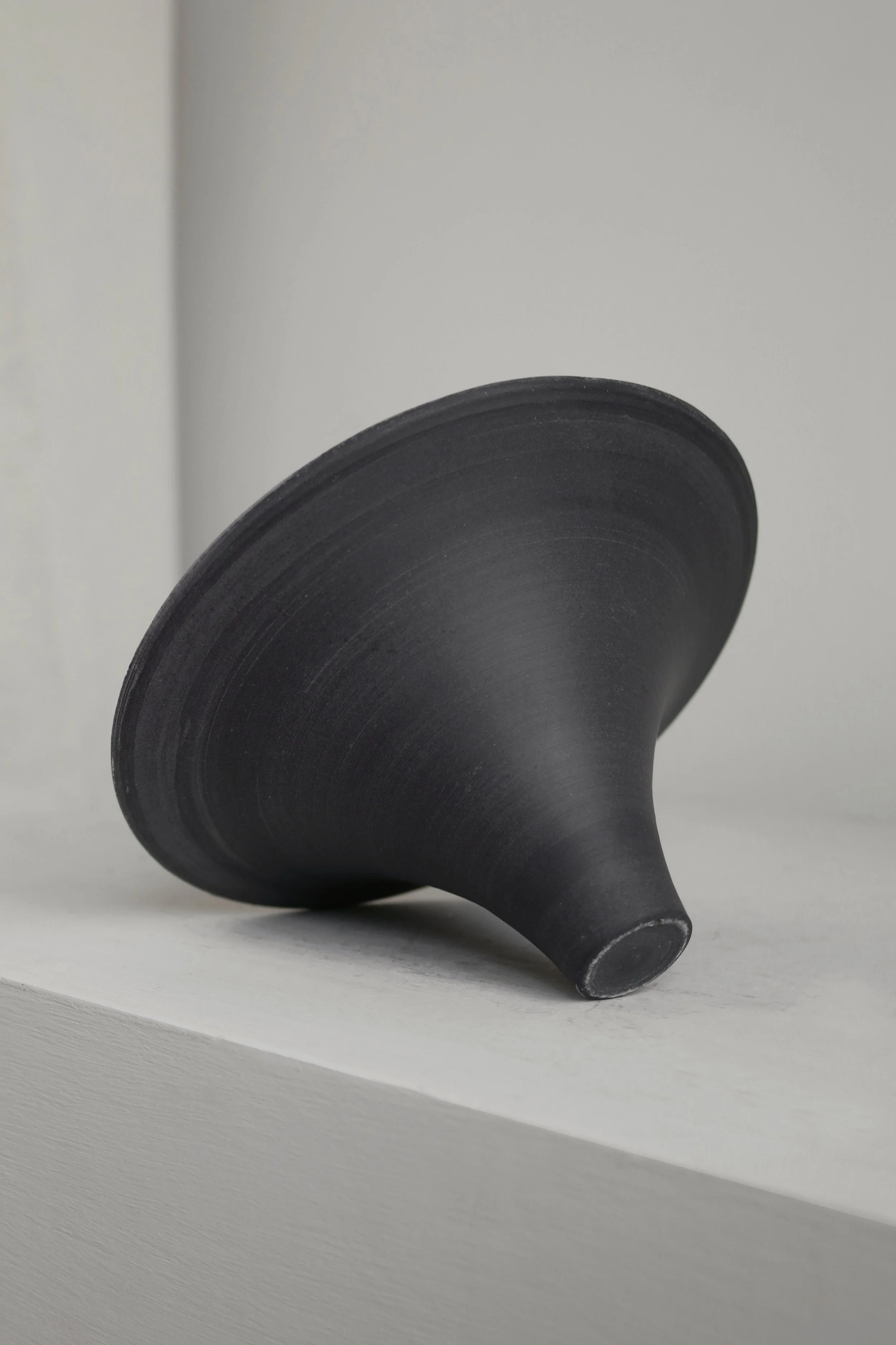 Modernist Flared Black Porcelain Bowl-4.jpg