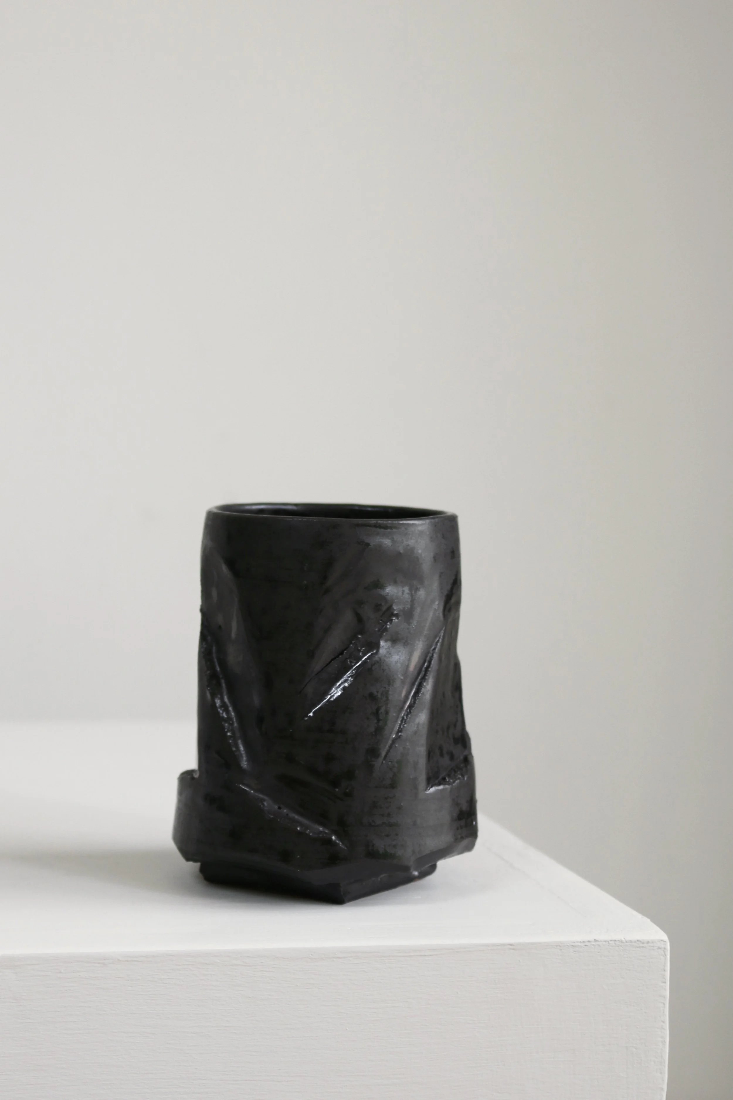 Faceted Black Pottery Vessel Vase-8.jpg