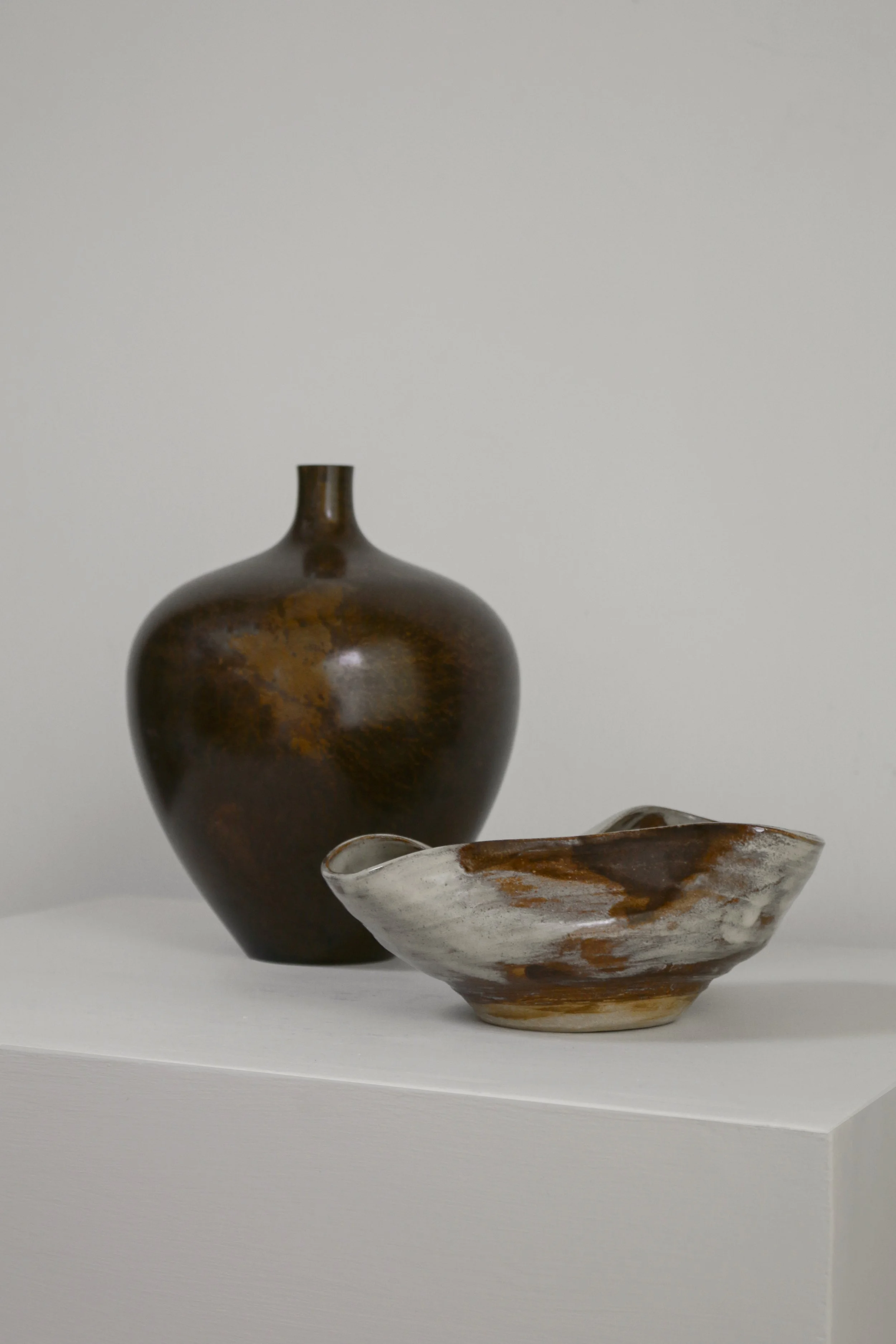 Studio pottery squashed form bowl -5.jpg