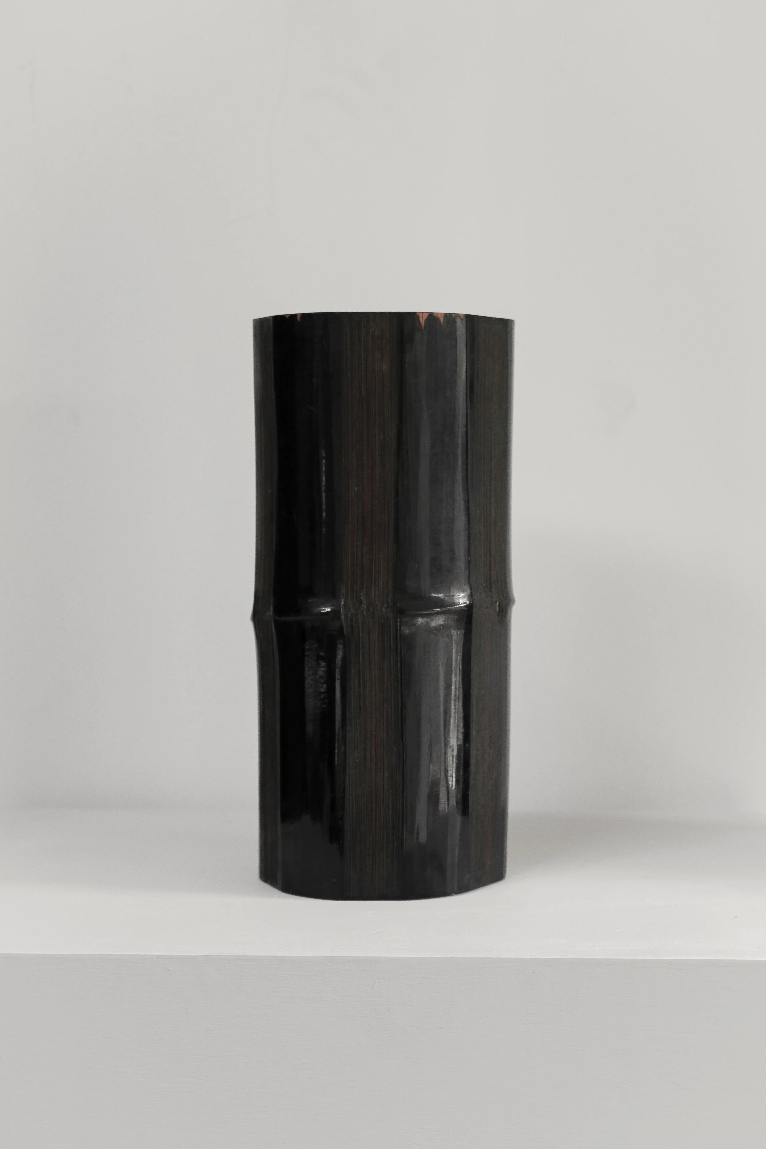 Japanese Striped Bamboo Lacquer Vase-1.jpg