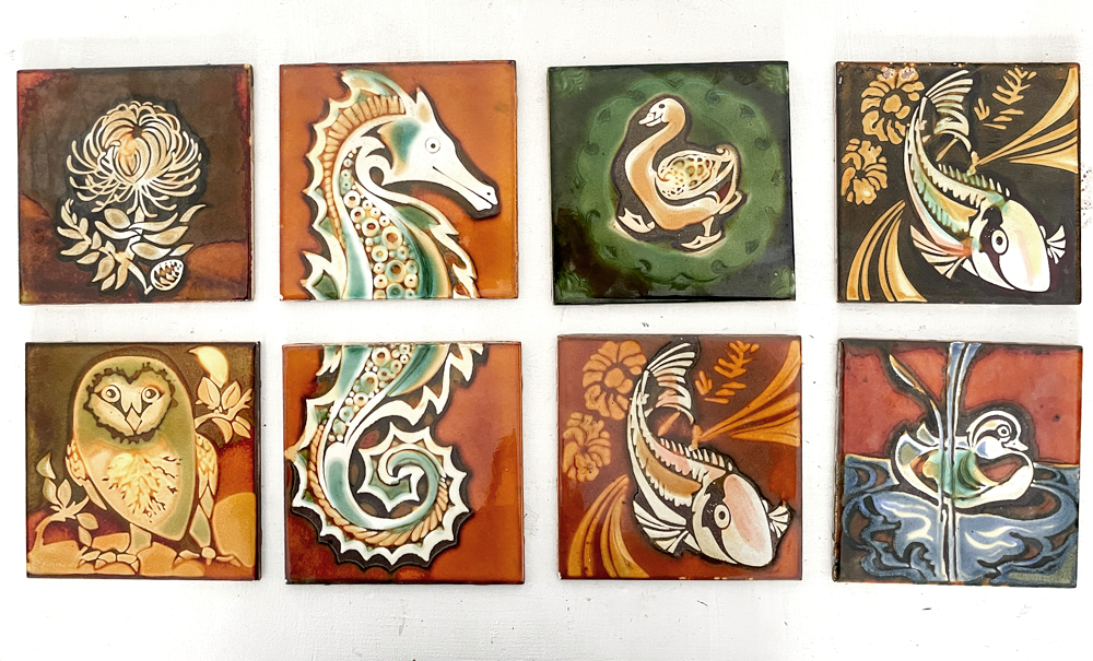 The client's collection of 1970s screen printed tiles from Liebermann Pottery, down the road from the house
