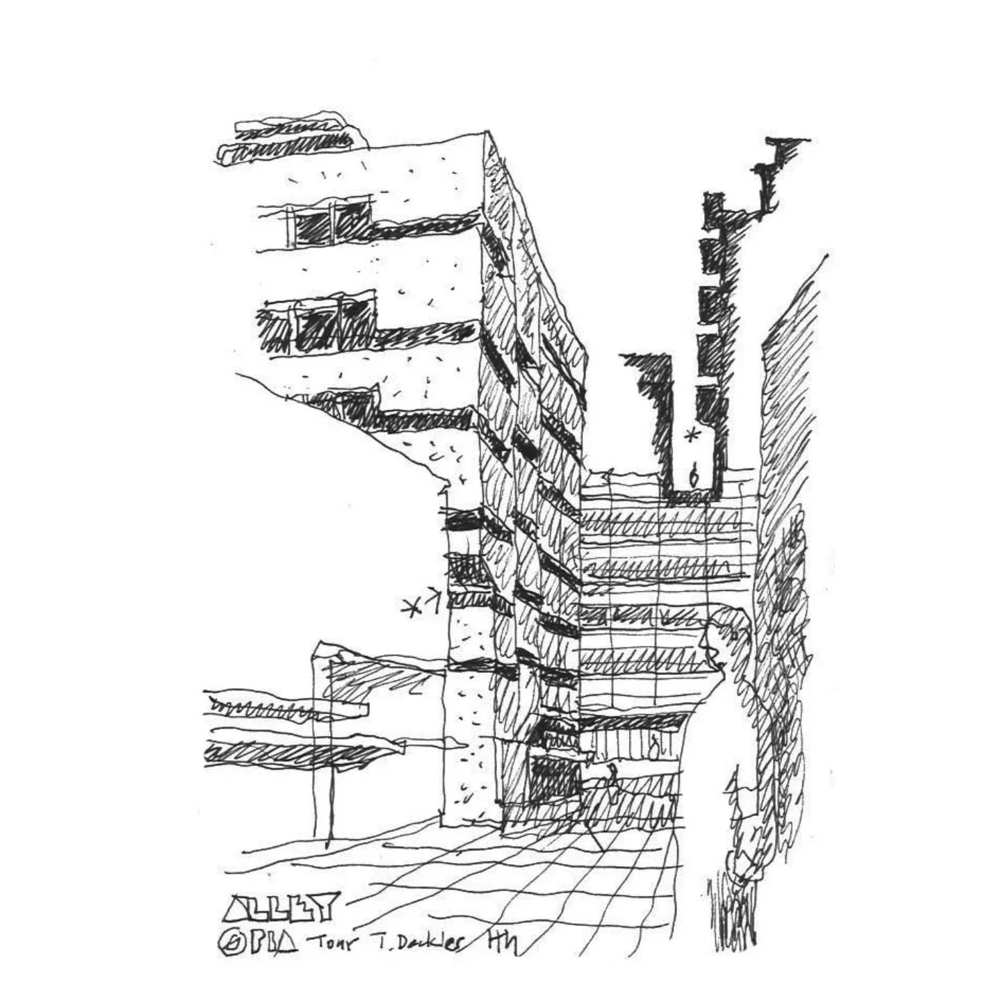 Some more sketches from the walking tour organised by @pretoriaarchitects , led by @adriaanlouw. 
Saw some hardcore precast facades which I loved, some decent urban renewal led by Cityprop, then the astonishing Netherlands Bank replete with VOC and Q