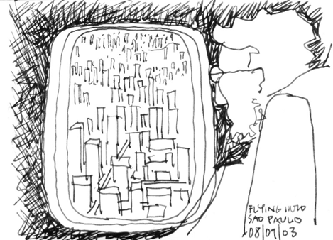 flying into Sao Paulo sketched by architect Thorsten Deckler