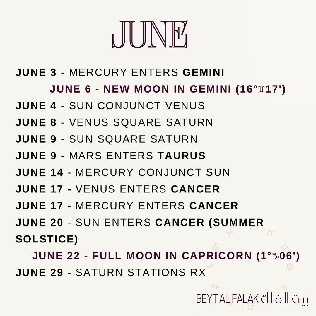 Highlights of the month 💫
&bull;
&bull;
&bull;
#astrology #astrologia #readersofinstagram #june #juin #geminisun #gemaux #cancer #sunincancer #cancersun #fullmoon #newmoon