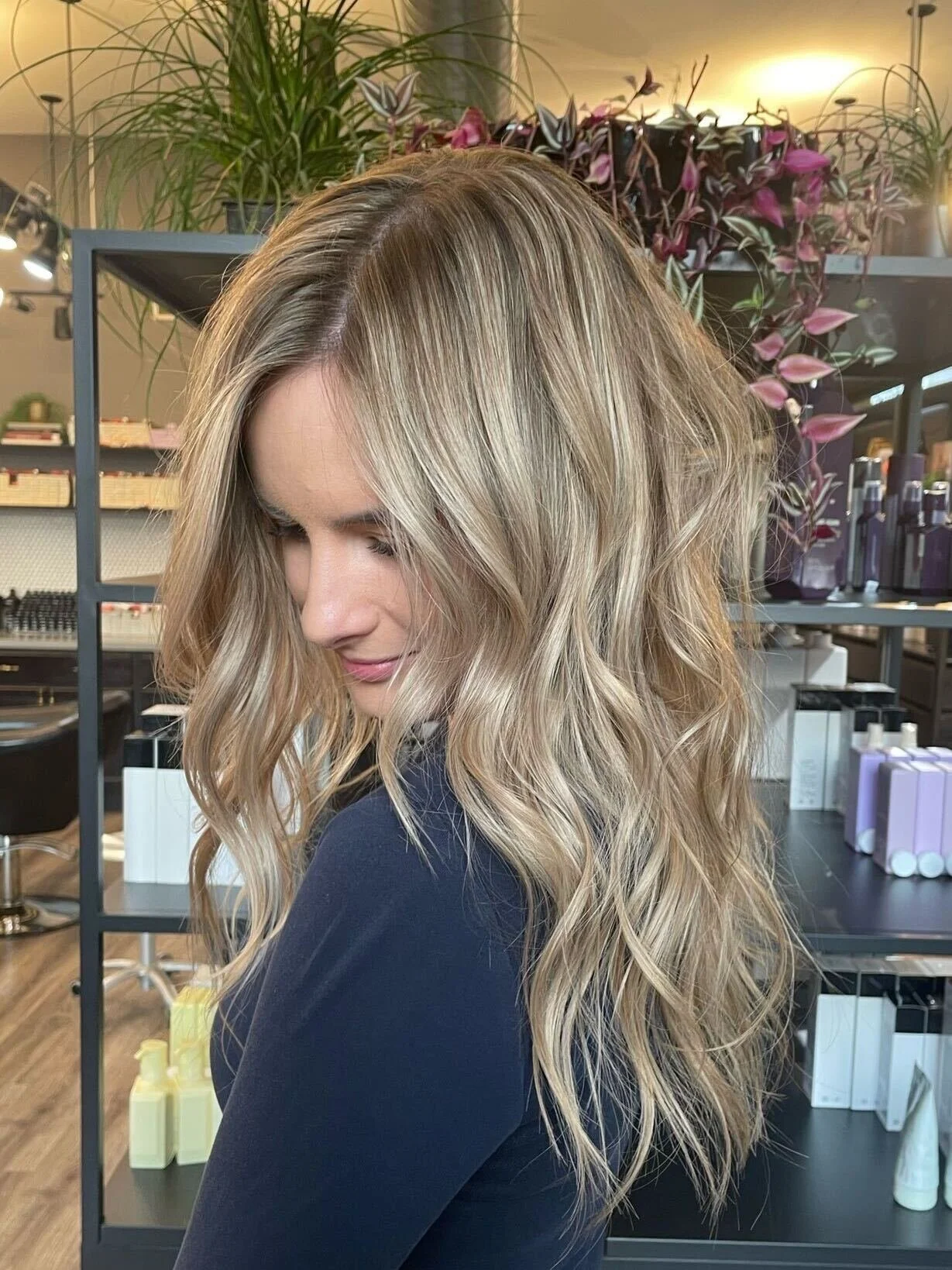 Custom gloss treatment used to neutralize unwanted tones and refresh color during the Custom Gloss Session at The Gilded Lily Chicago.