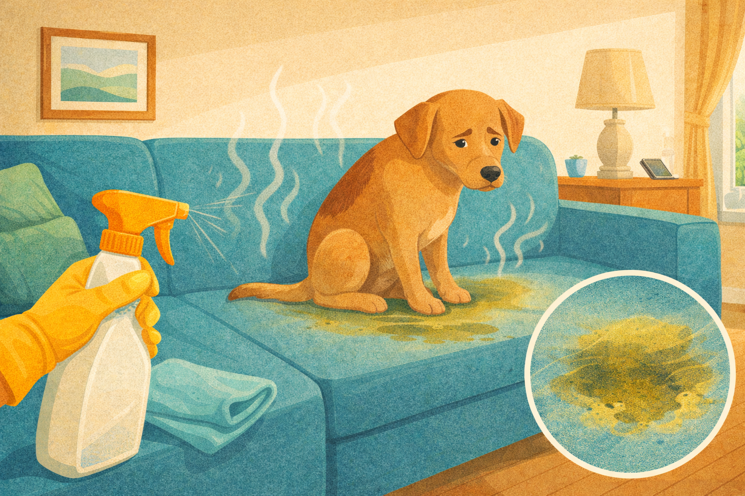 Orina de perro en el sofa