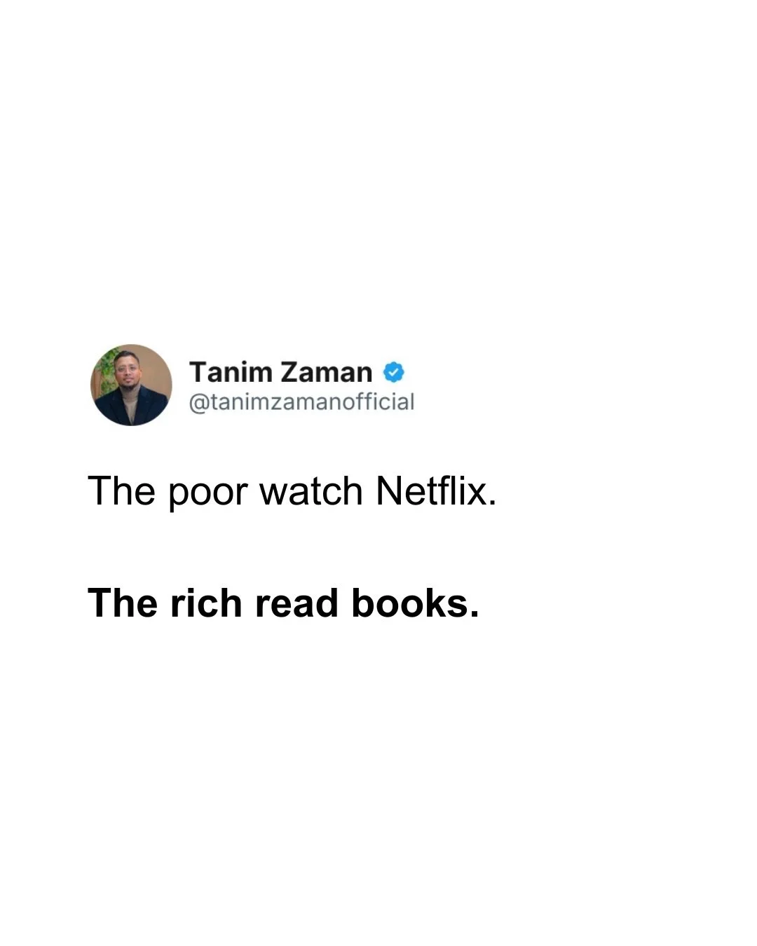 The rich and poor don&rsquo;t live in different worlds. They just think differently about money.

The poor spend first and save what&rsquo;s left. The rich invest first and live on what&rsquo;s left. One builds comfort today, the other builds freedom