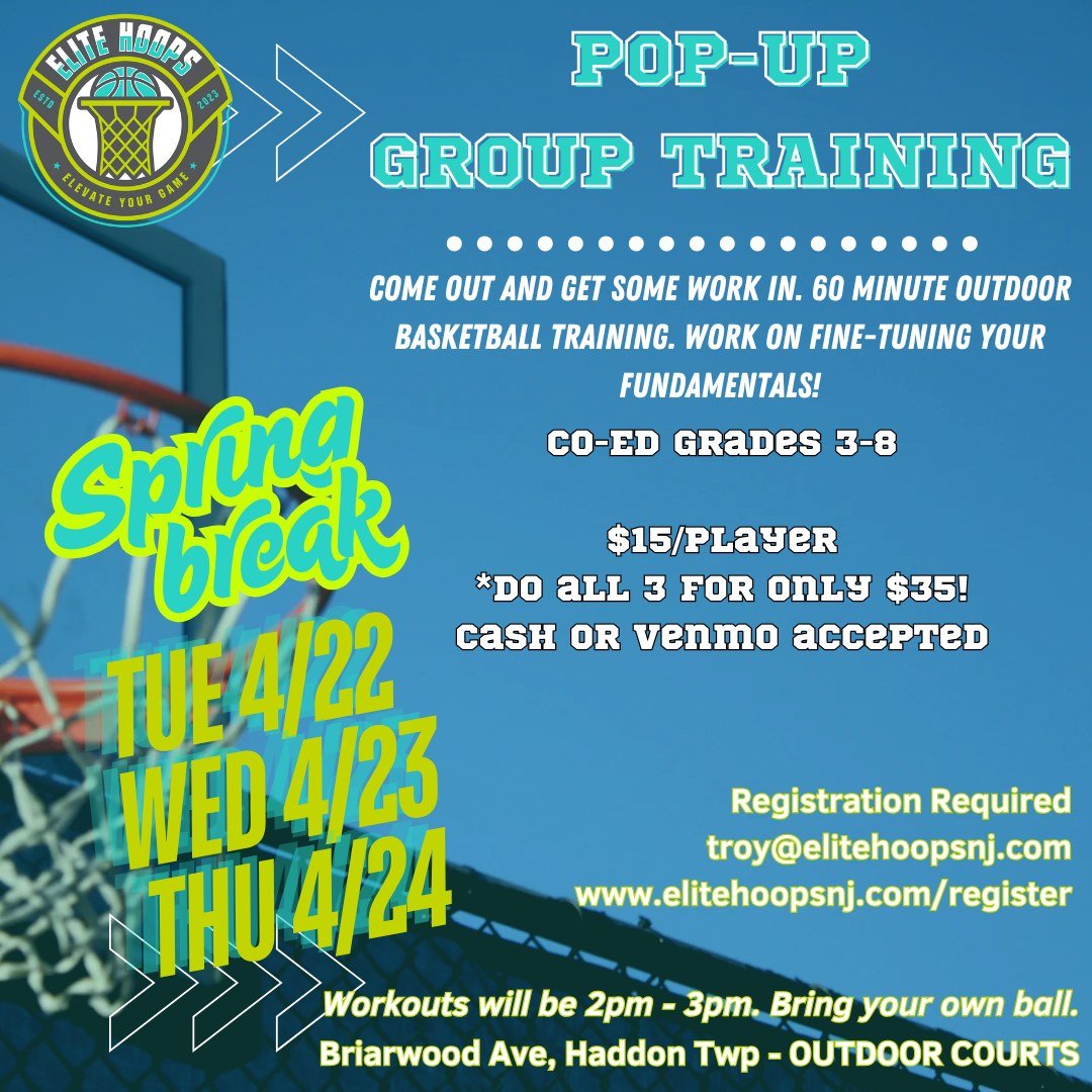 🌟 Last Chance! Tomorrow is the final day of our Spring Break Pop-Up Clinics!
We’ve had two amazing days of hoops, and we’re closing it out strong — don’t miss the grand finale! 🏀🔥
Can’t make it tomorrow? No problem &