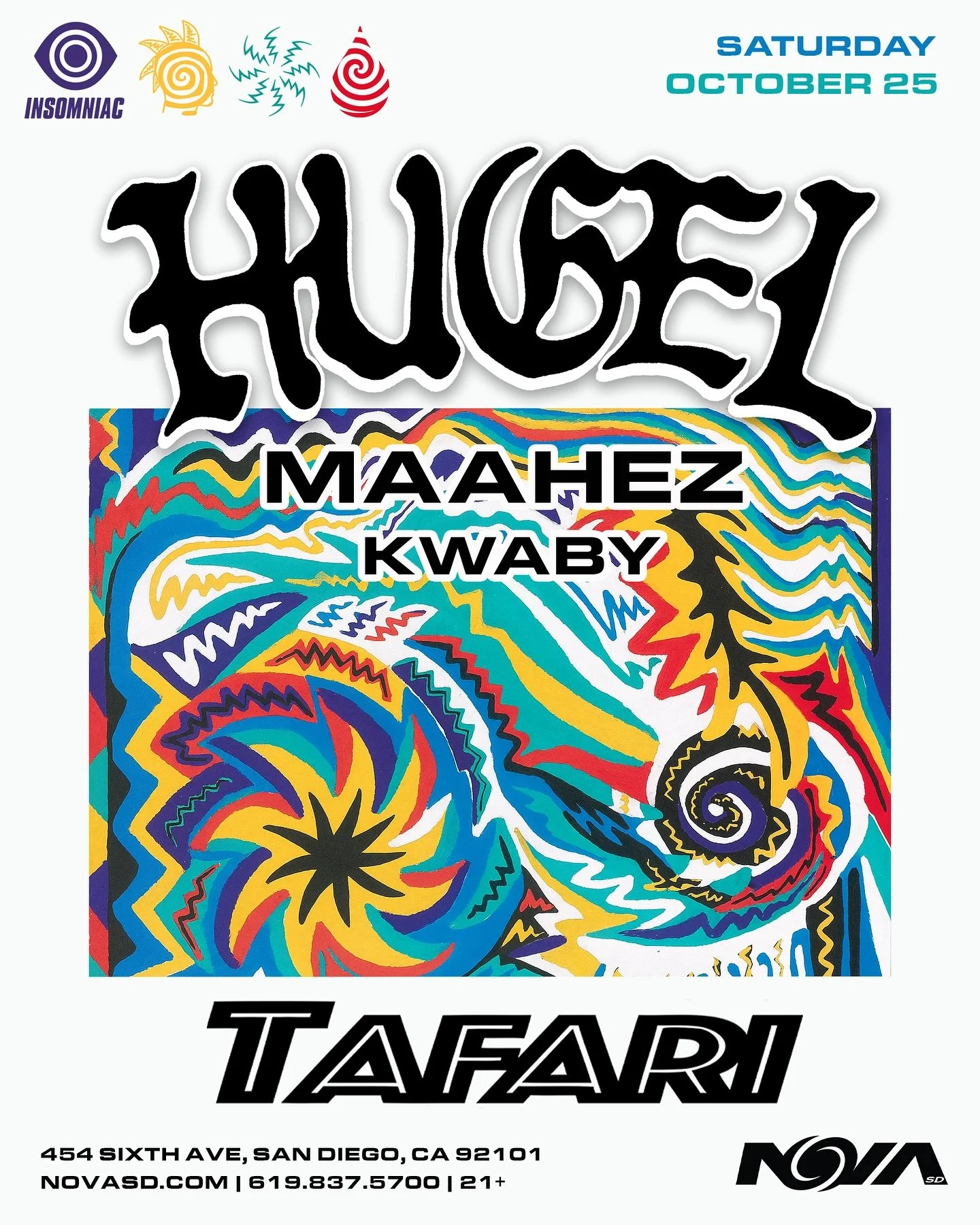 sd fam we&rsquo;re comin in hot 🌴
@maahez joins @hugelthug as direct support @novasdclub on saturday 10/25 🪩✨ 
drip by @tafariworld &mdash; see you on the dance floor