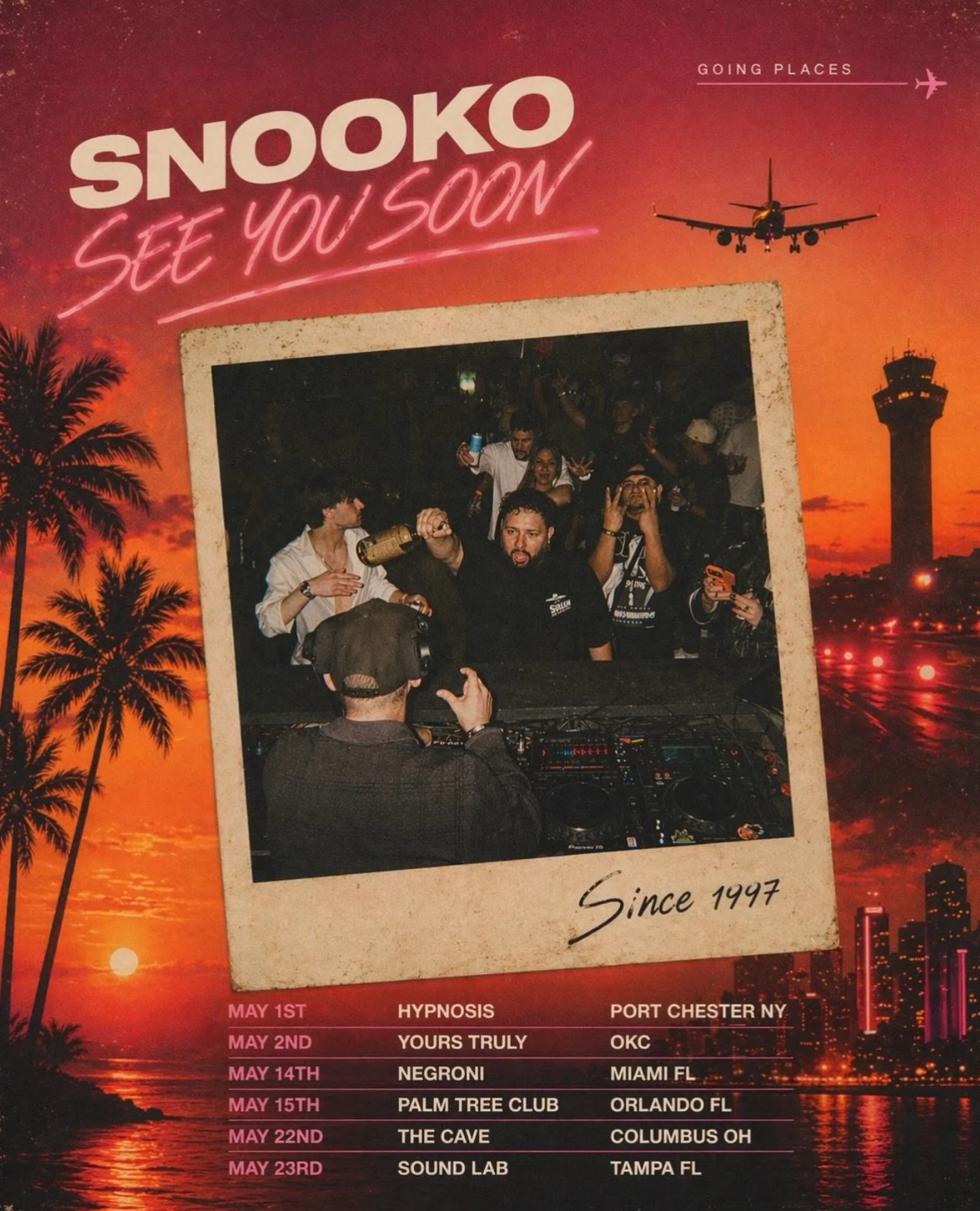All the Places you can find @snooko_ofc in May ✈️