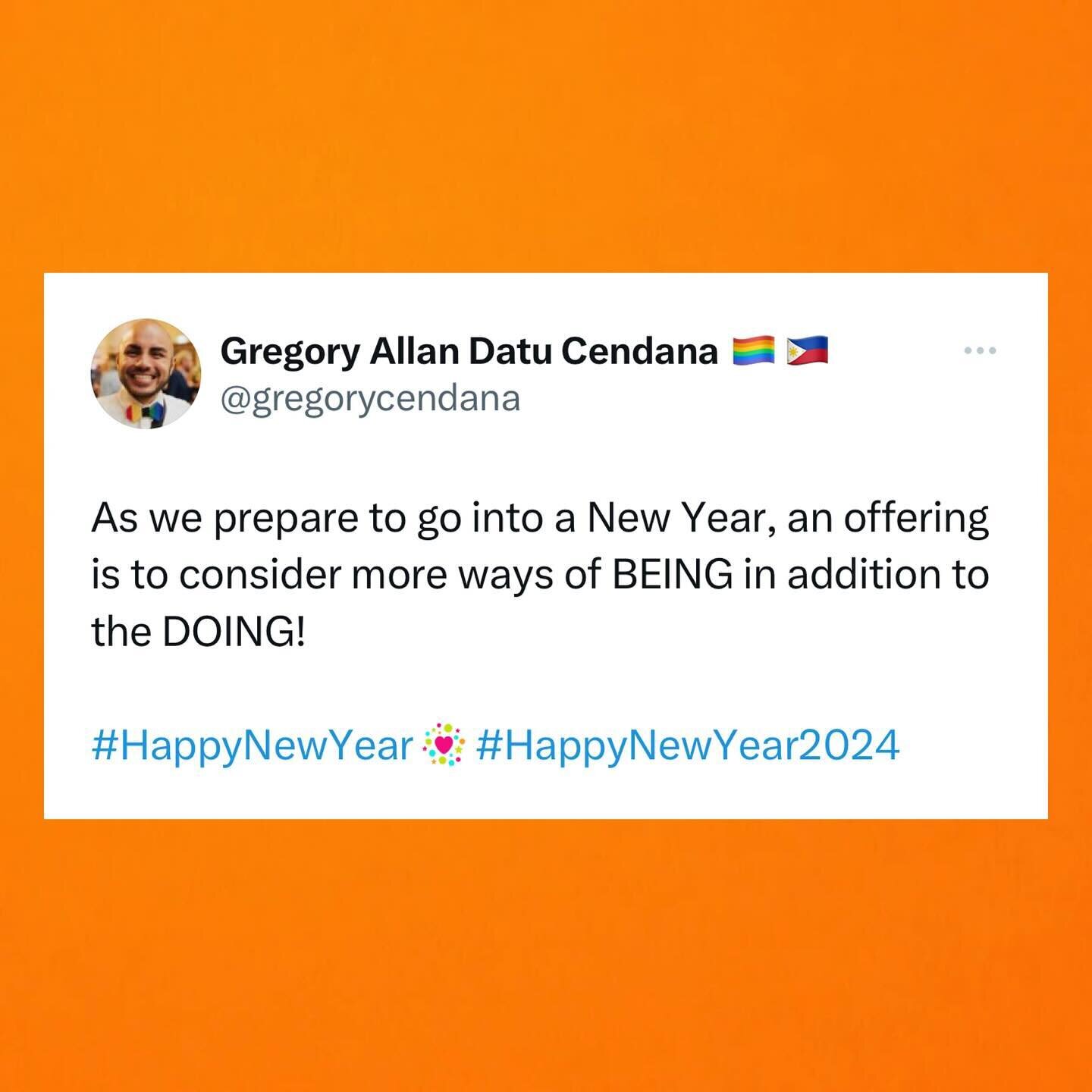 As we prepare to go into a New Year, an offering is to consider more ways of BEING in addition to the DOING!

#HappyNewYear&nbsp;#HappyNewYear2024 #GregDances 

BE unapologetic about all aspects of your identity
BE gracious including to yourself 
BE 