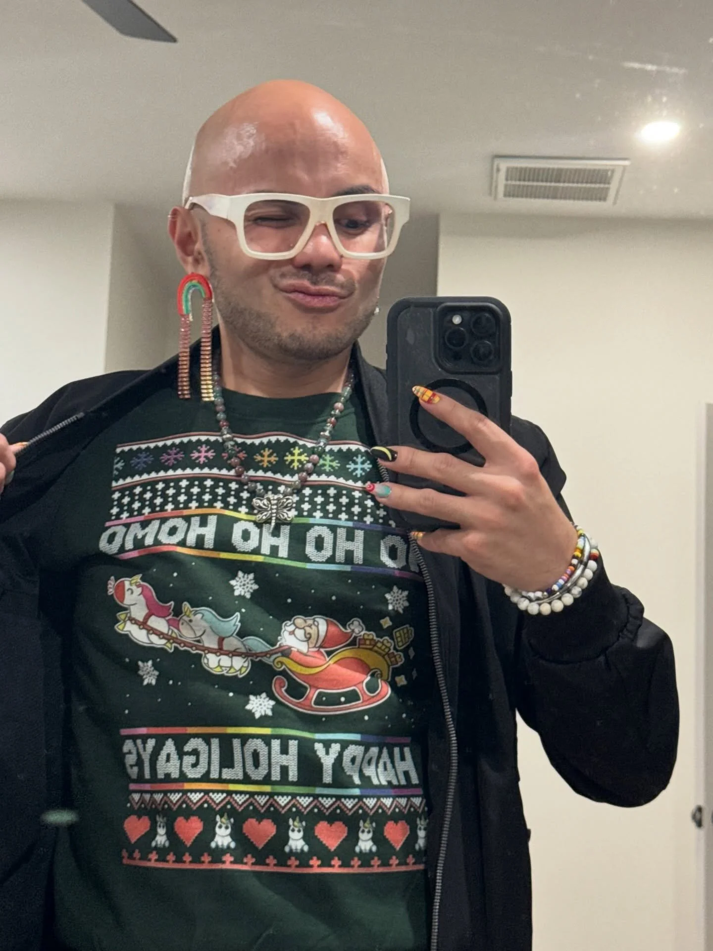 Ho Ho Homo.
Happy Holigays. 🌈

One tree for my inner child (Super Mario Bros energy, forever).
One tree for my healed adult self (gold, grounded, glowing, gracious). 🎄

Both versions get to exist.
Both deserve sparkle.
Both got me in the spirit. ✨