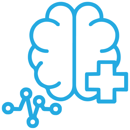 Brain and nerve health icon showing neural network connections