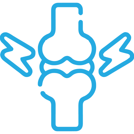 Joint inflammation relief icon showing knee anatomy and pain reduction
